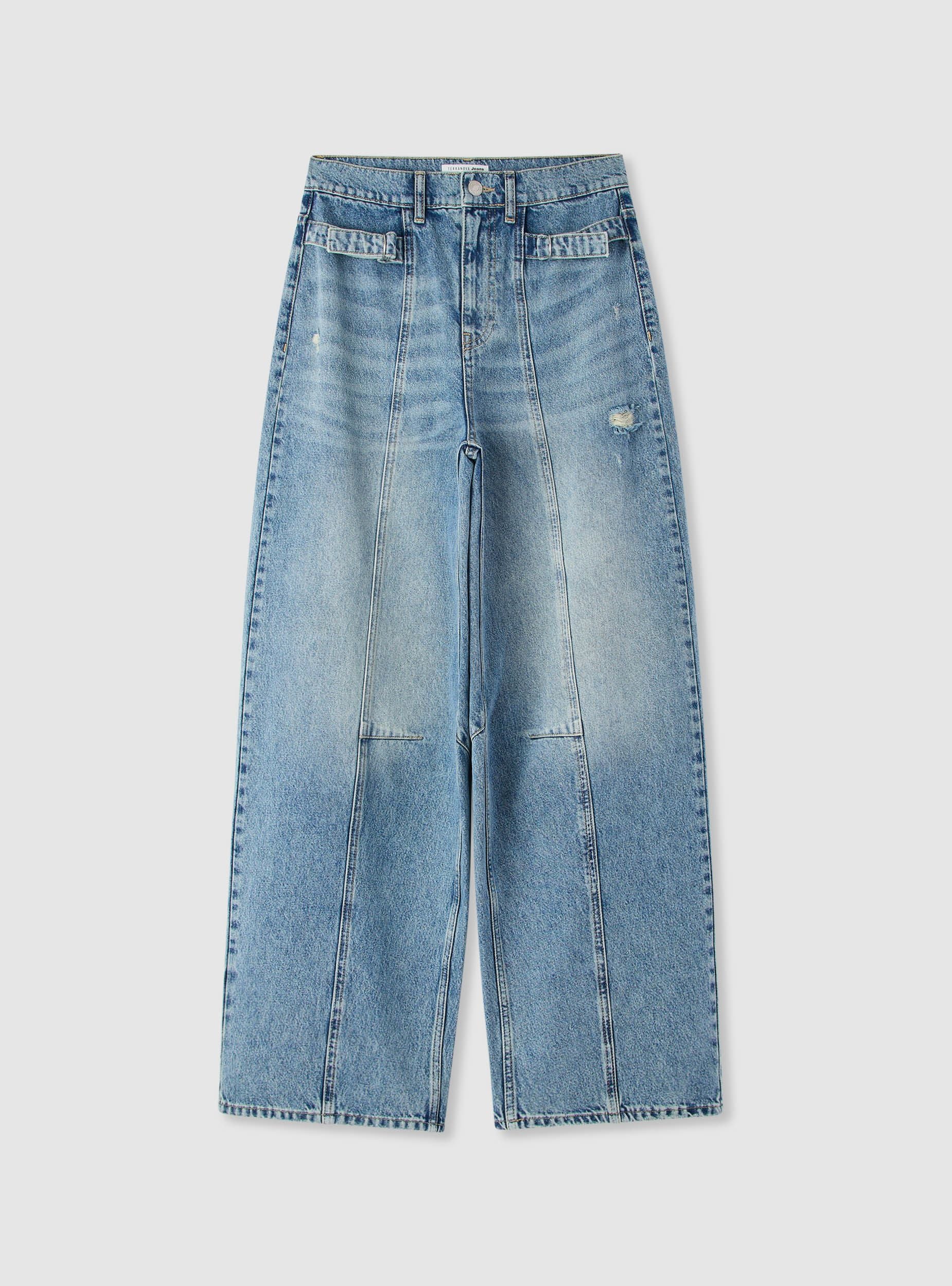 Jeans balloon con tagli e fibbia - Image 5