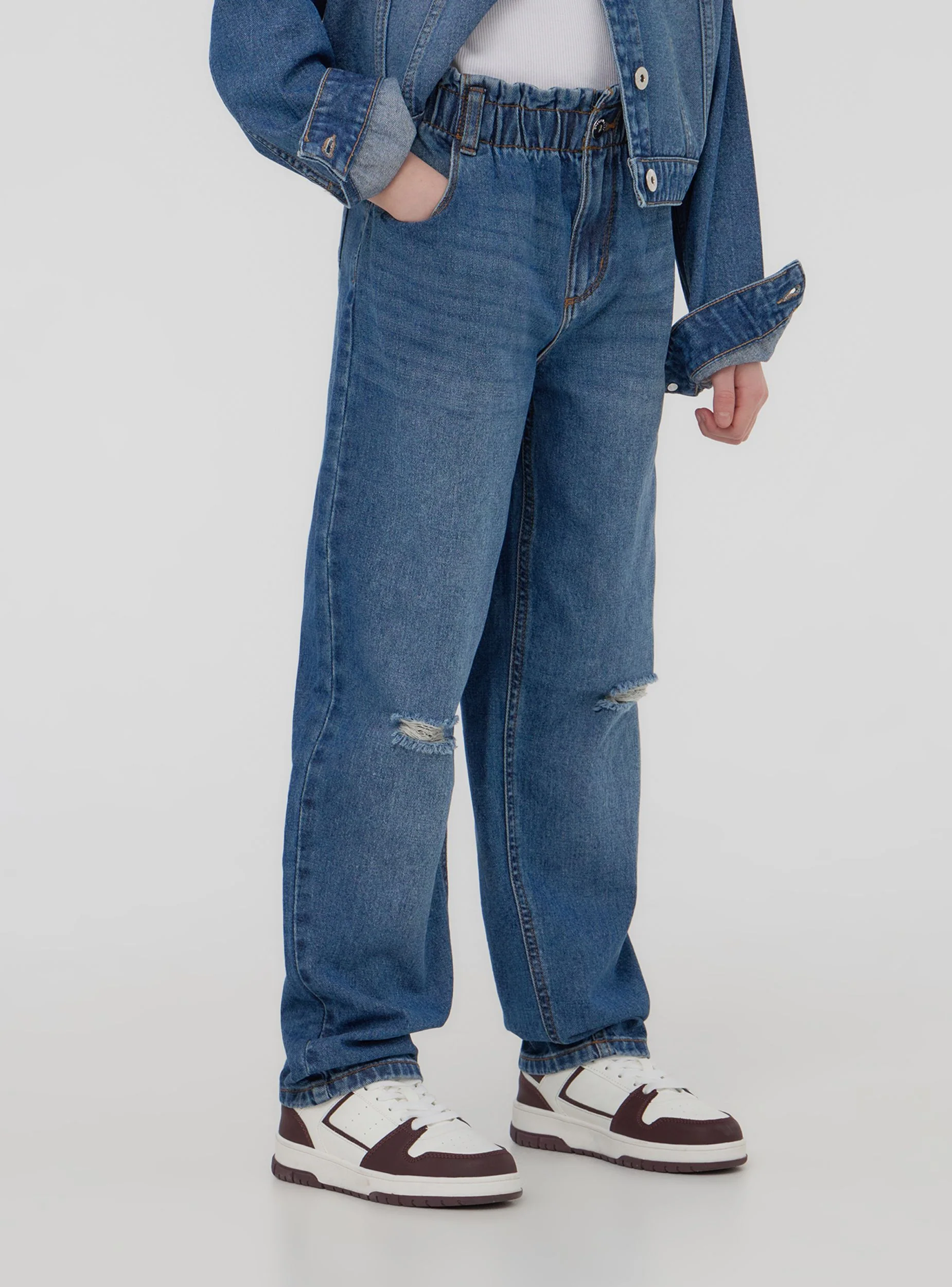 Jeans balloon paperbag con strappi - Image 7