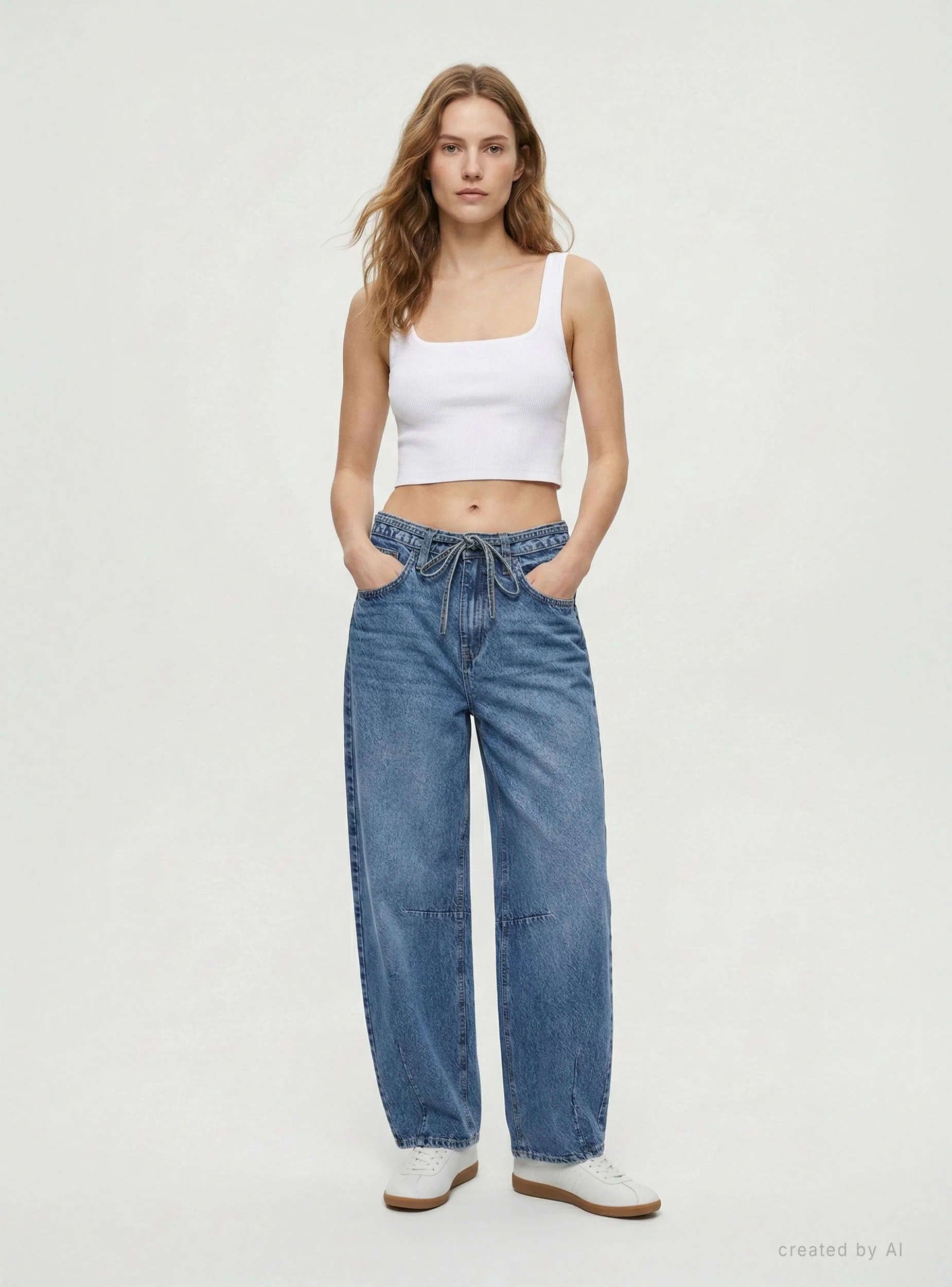 Jeans barrel con coulisse