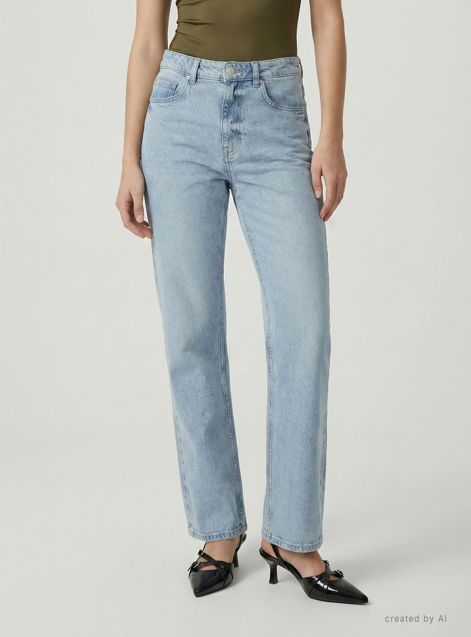 Jeans bootcut a tinta unita - Image 2