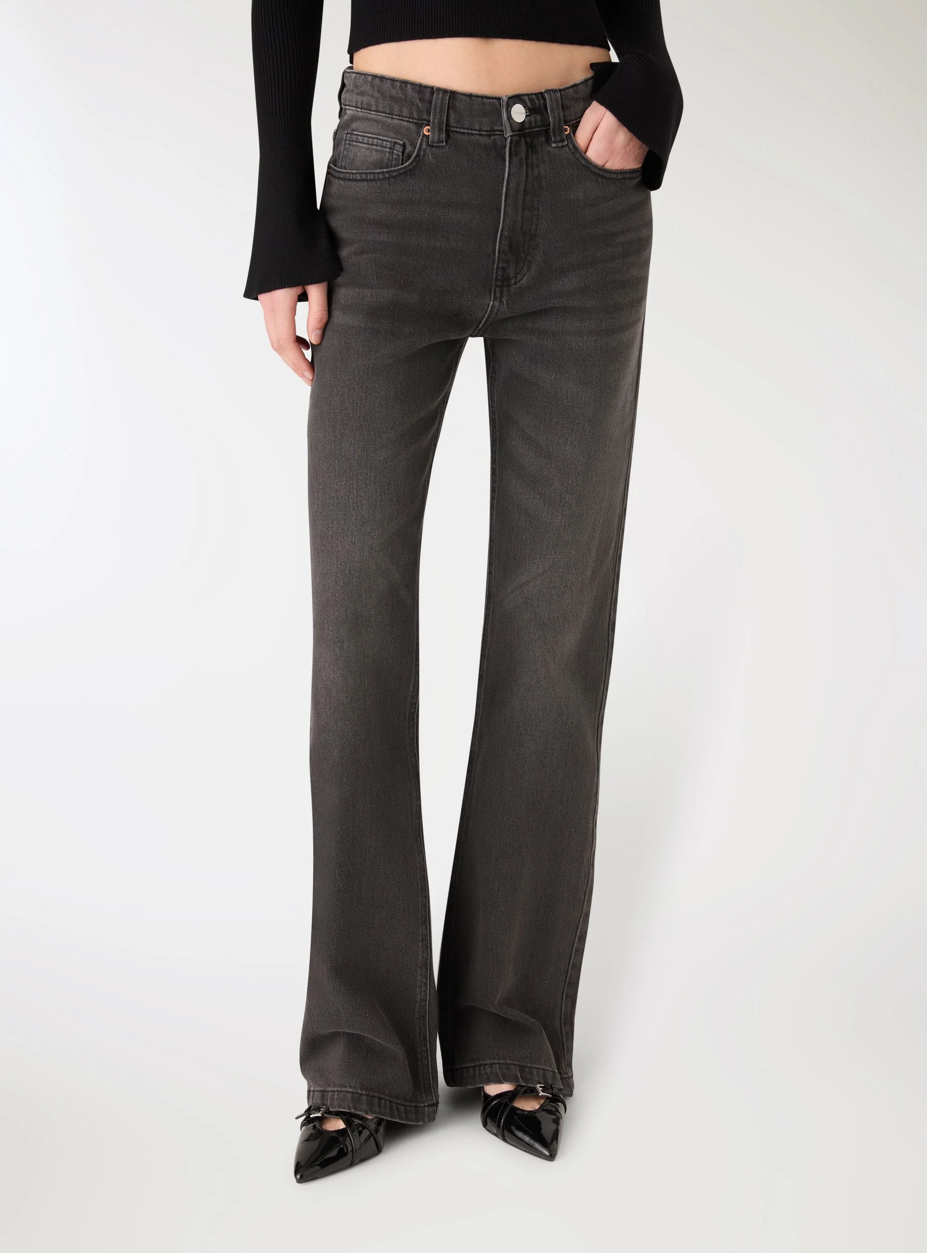 Jeans bootcut a tinta unita - Image 3