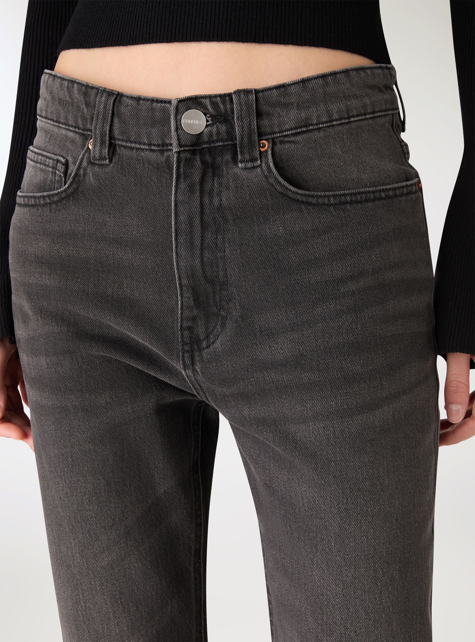 Jeans bootcut a tinta unita - Image 4