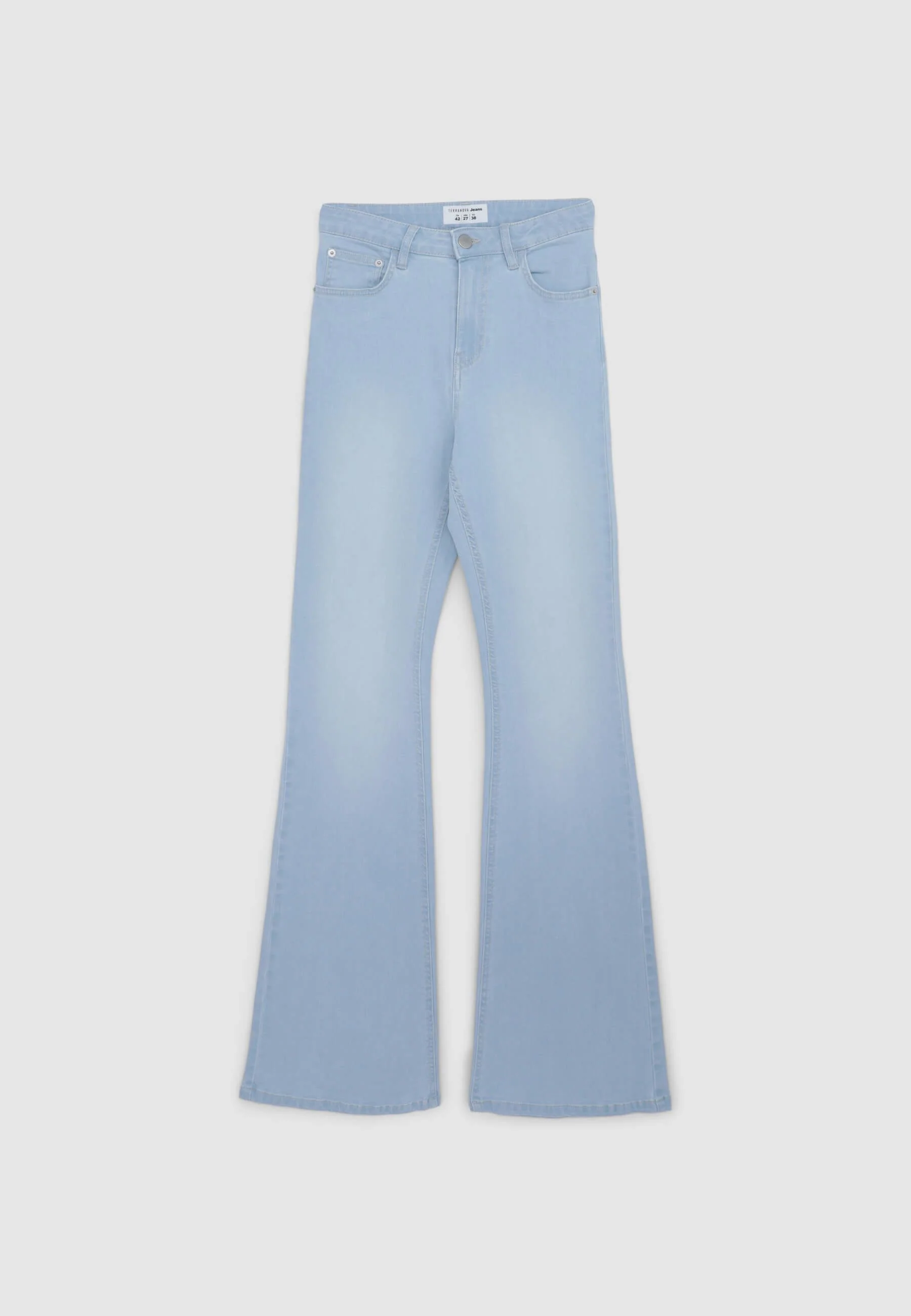 Jeans chiari a zampa a vita alta - Image 6