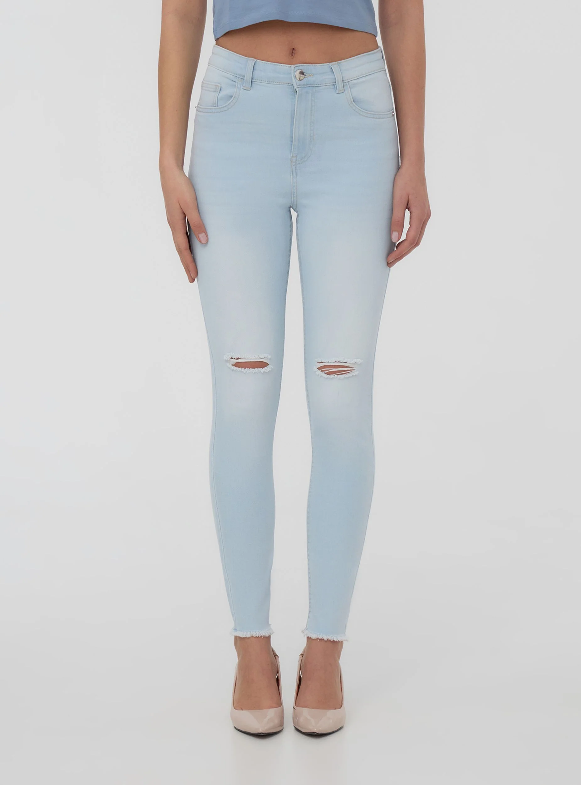 Jeans chiari skinny con strappi - Image 3