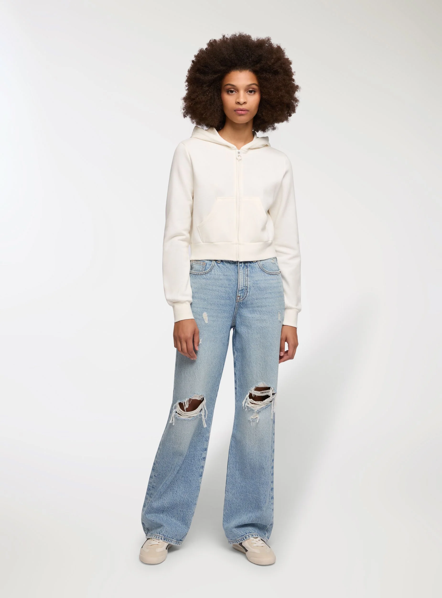 Jeans chiari wide leg con strappi - Image 5