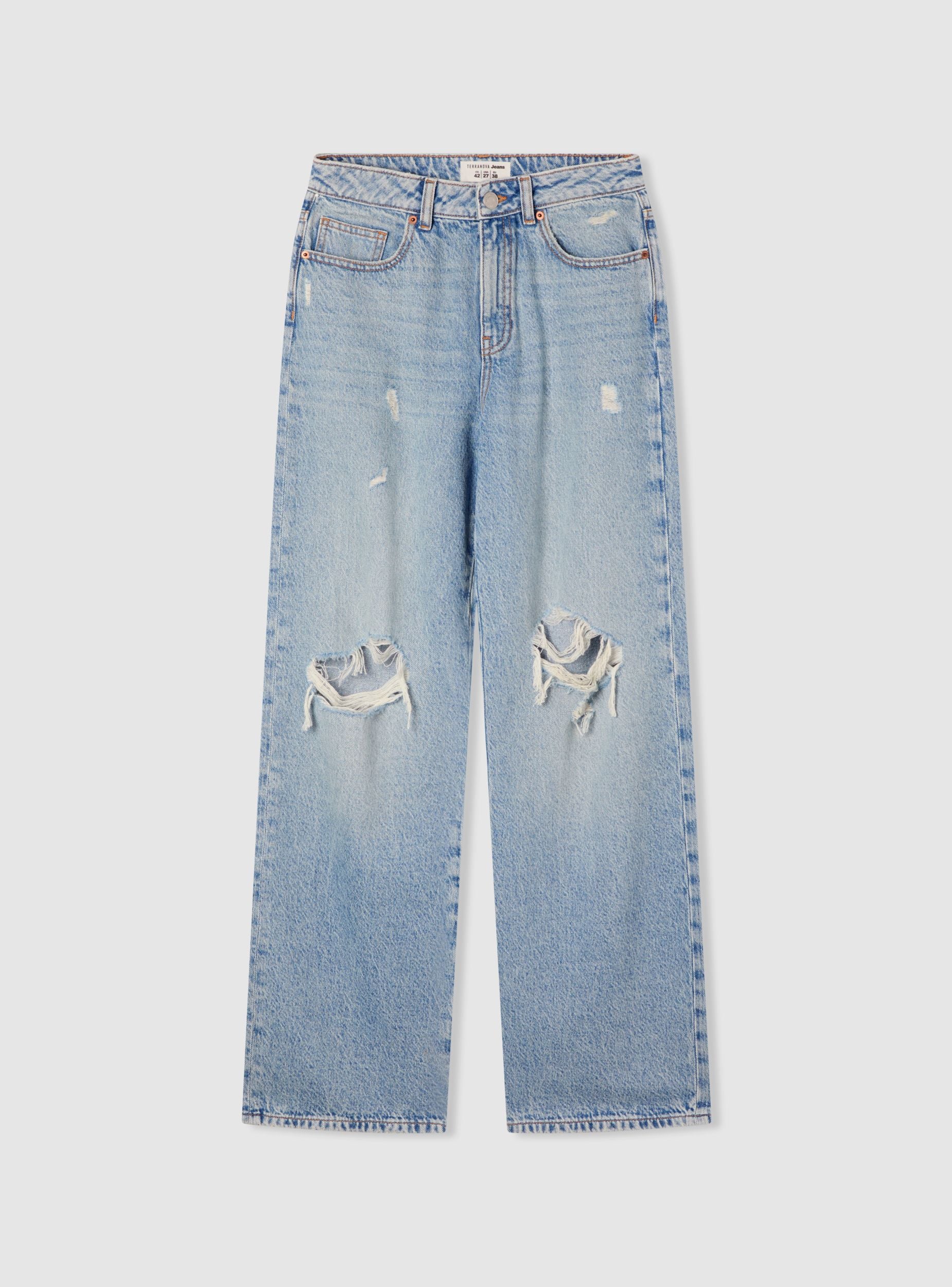 Jeans chiari wide leg con strappi - Image 7
