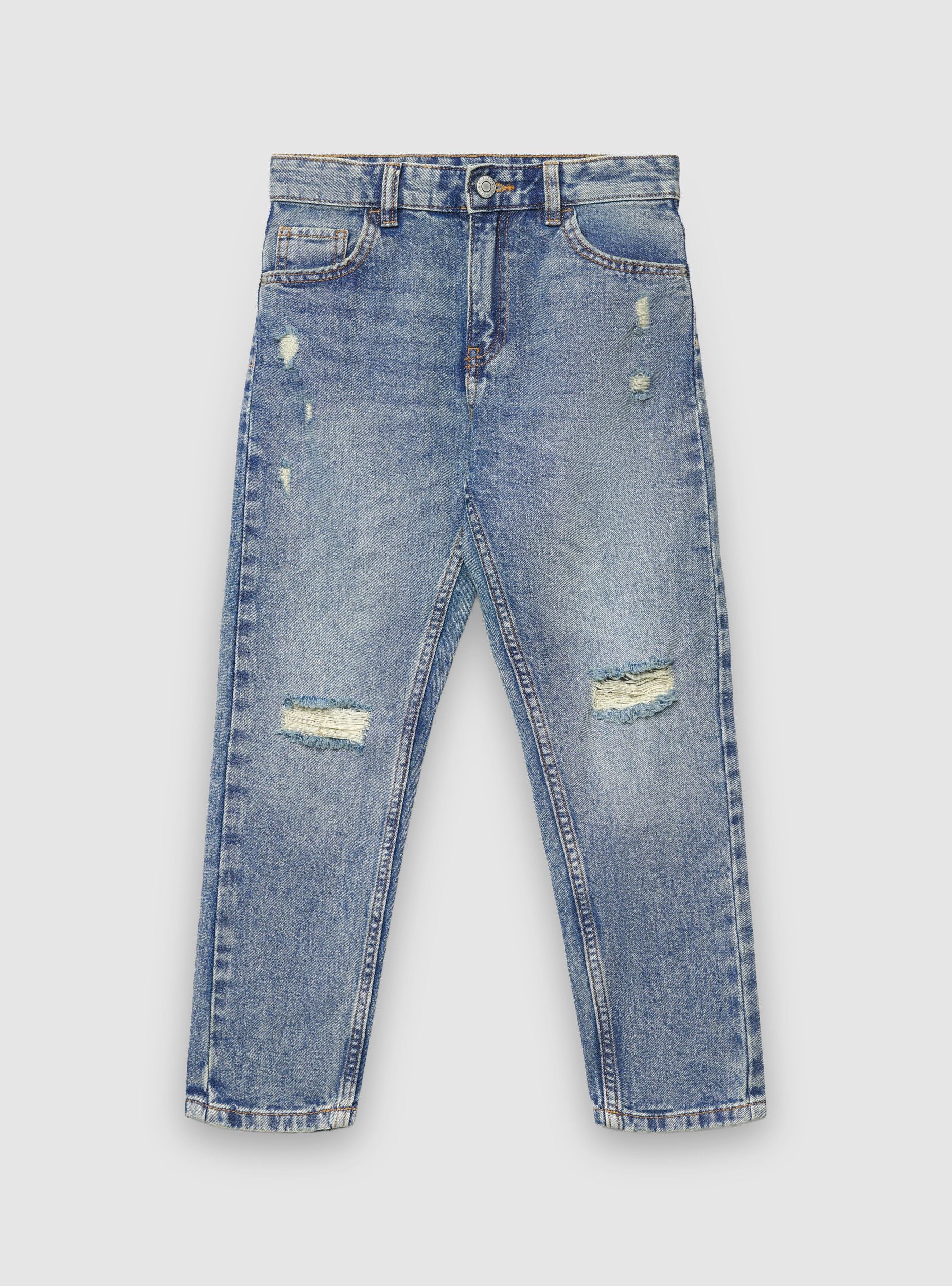 Jeans con strappi a tinta unita - Image 5