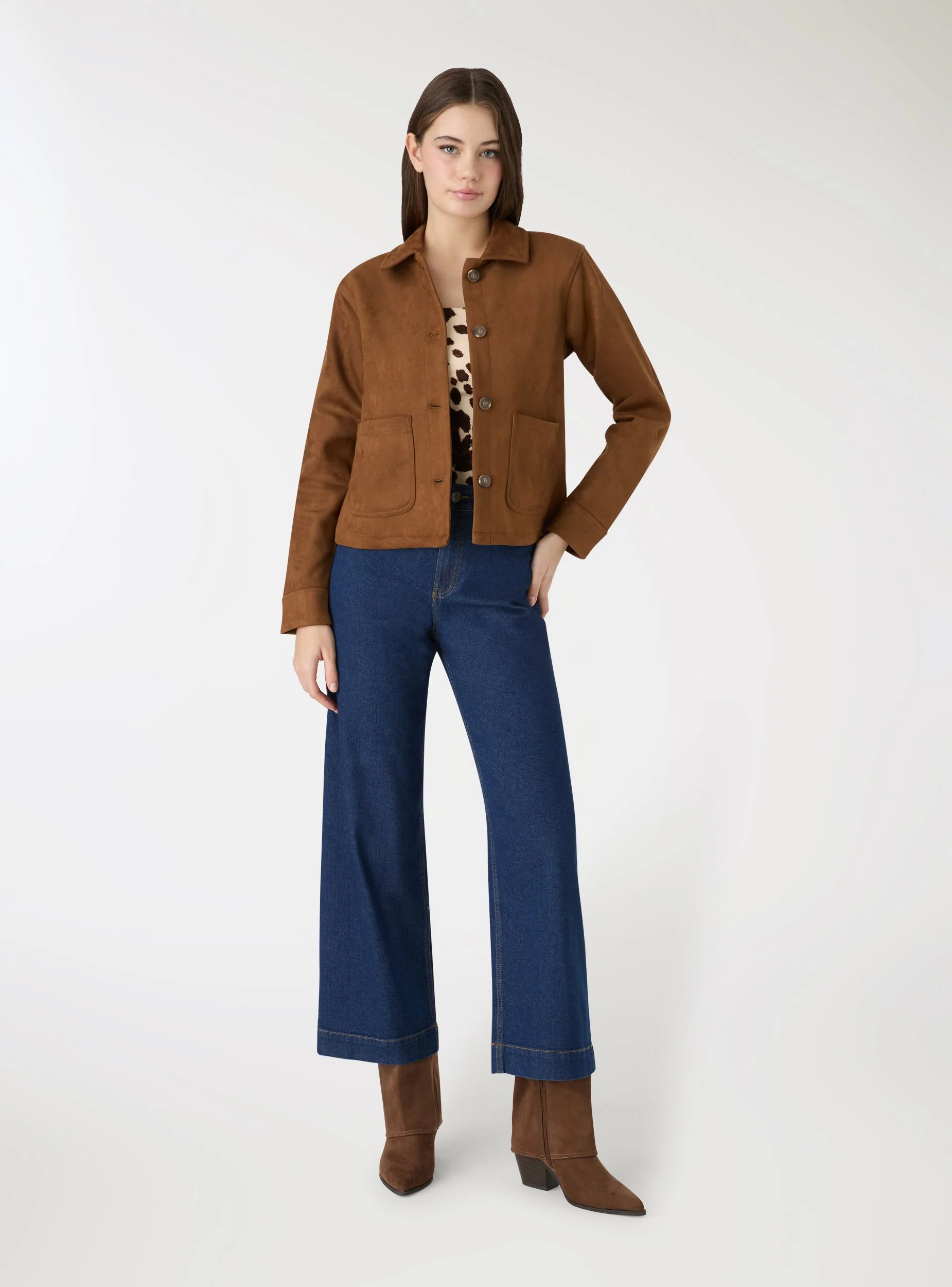 Jeans crop wide leg a tinta unita - Image 3