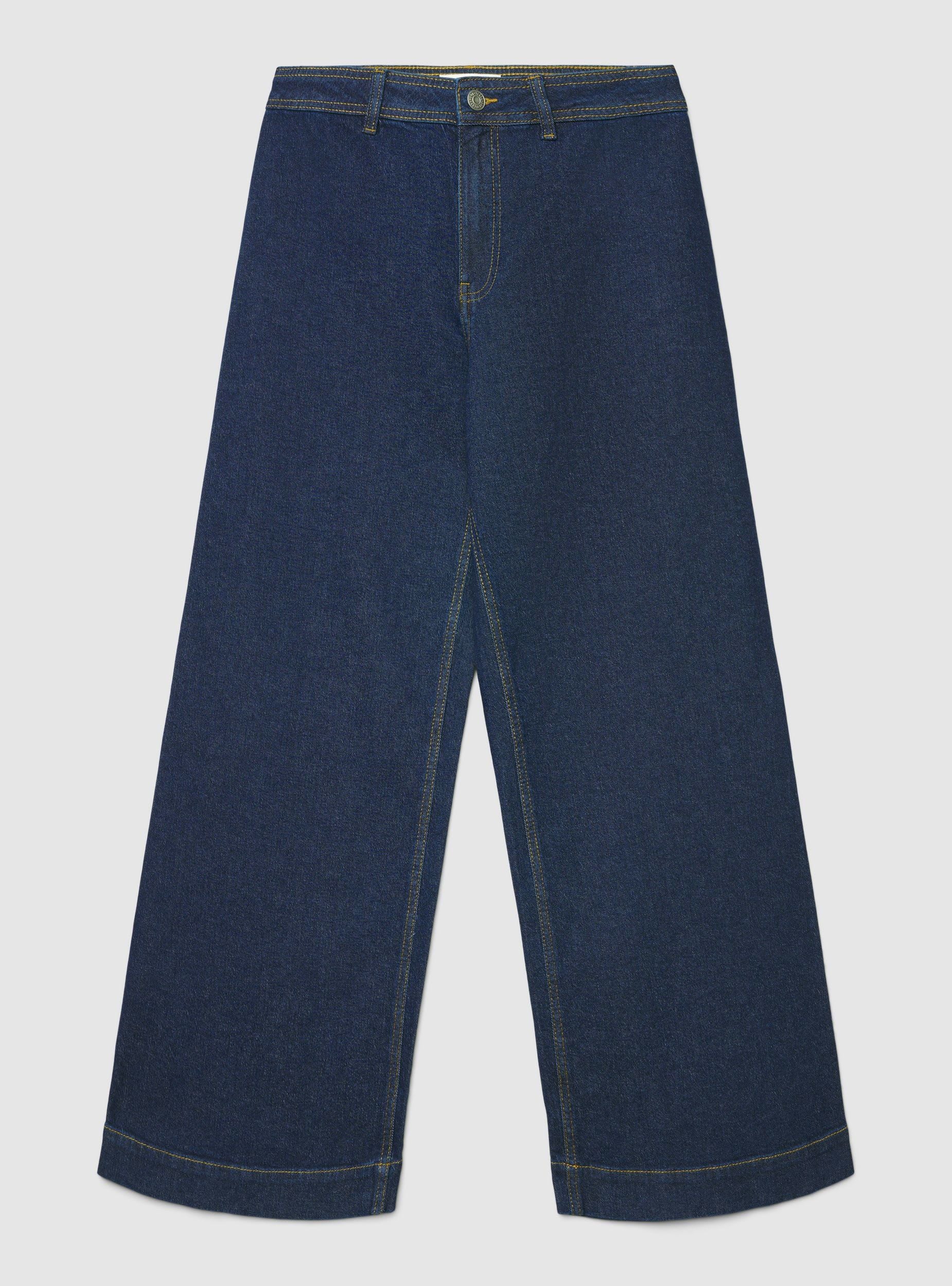 Jeans crop wide leg a tinta unita - Image 5