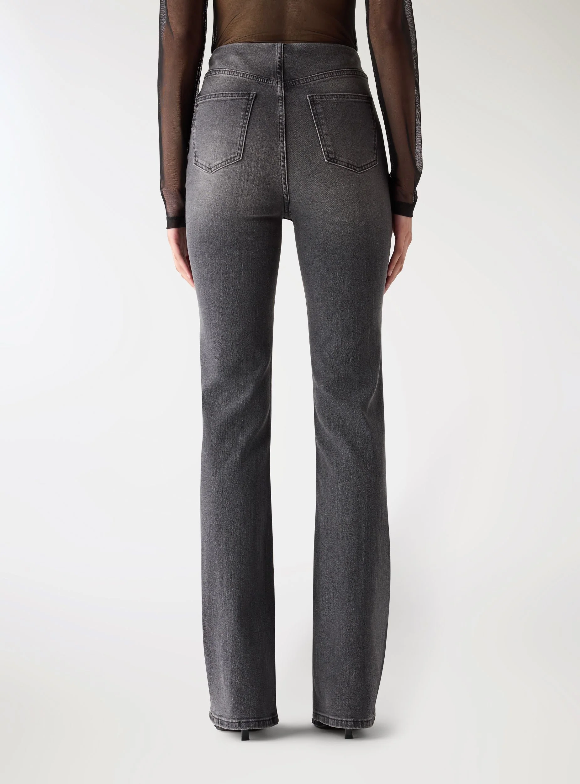 Jeans flared a vita bassa con zip - Image 3