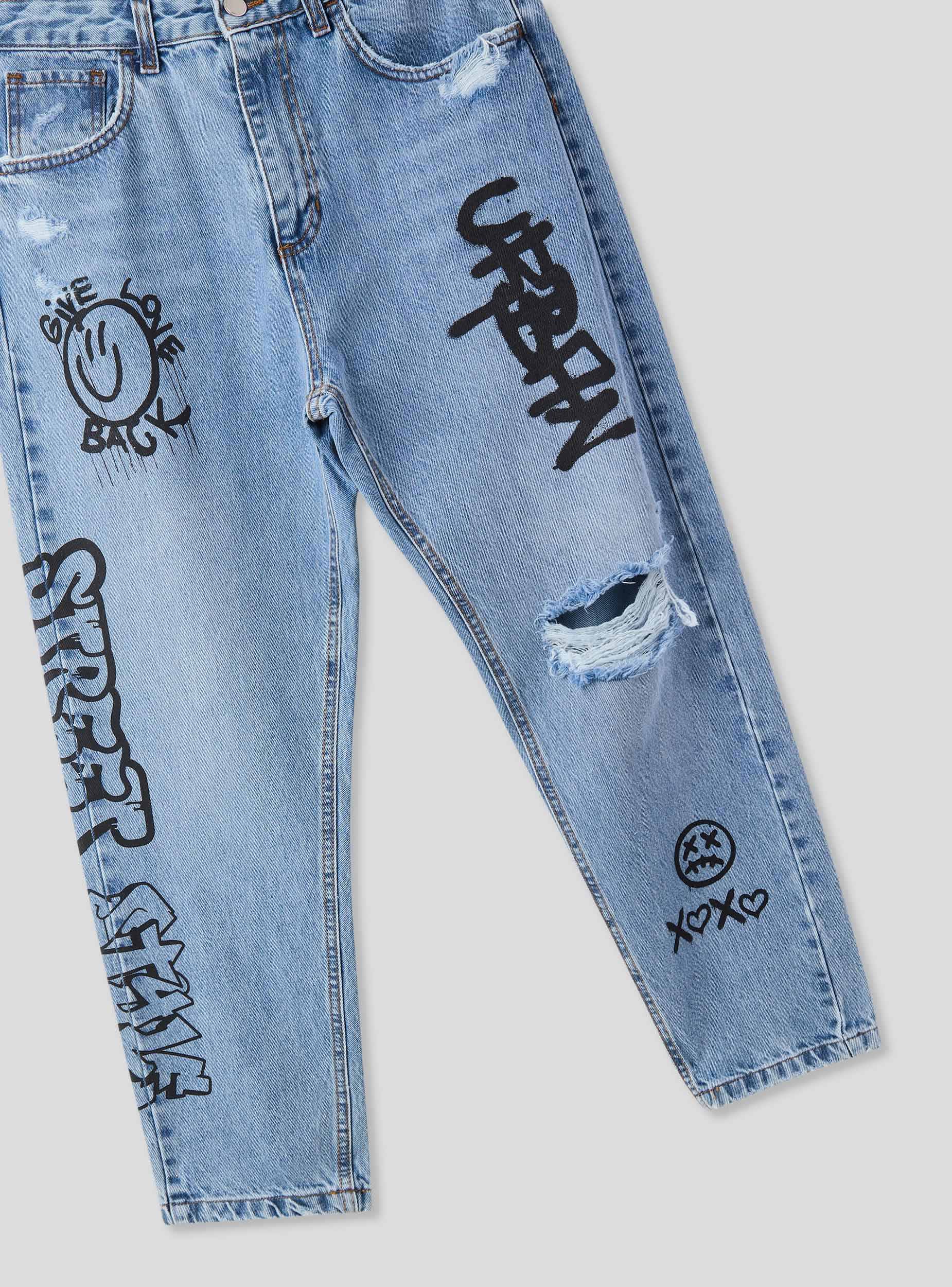 Jeans loose graffiti con strappi - Image 7
