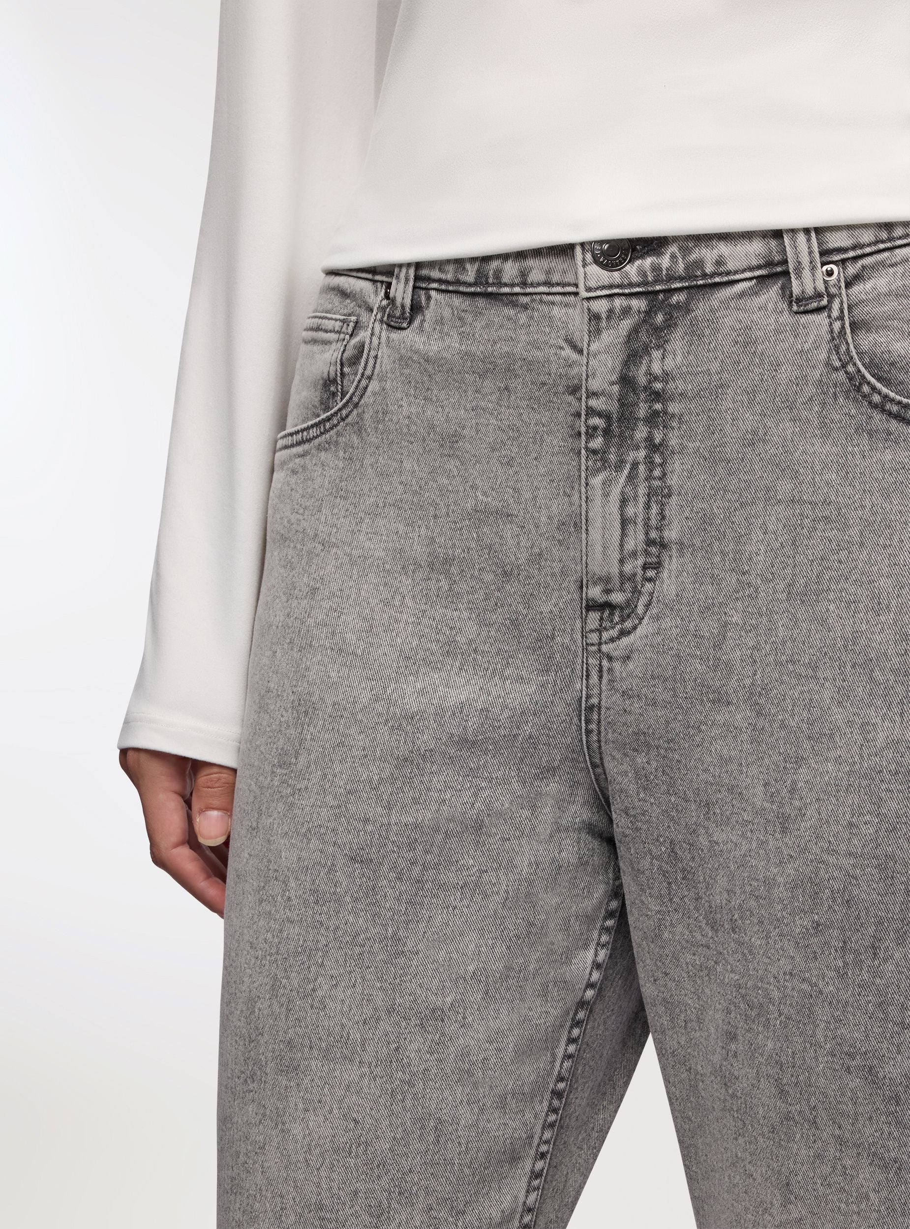 Jeans mom fit a tinta unita - Image 2