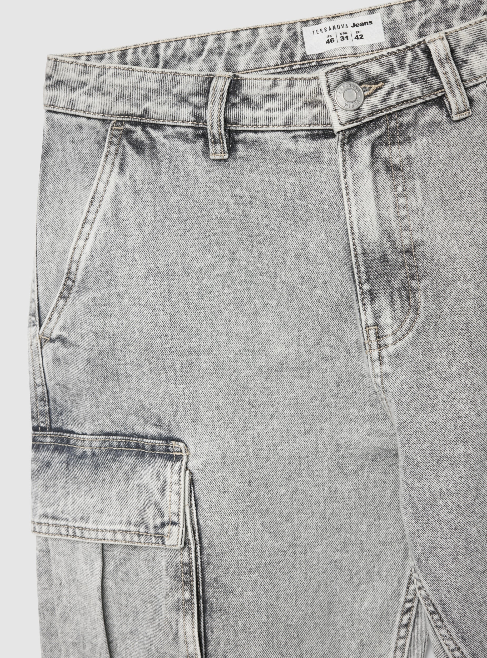 Jeans over cargo a tinta unita - Image 7