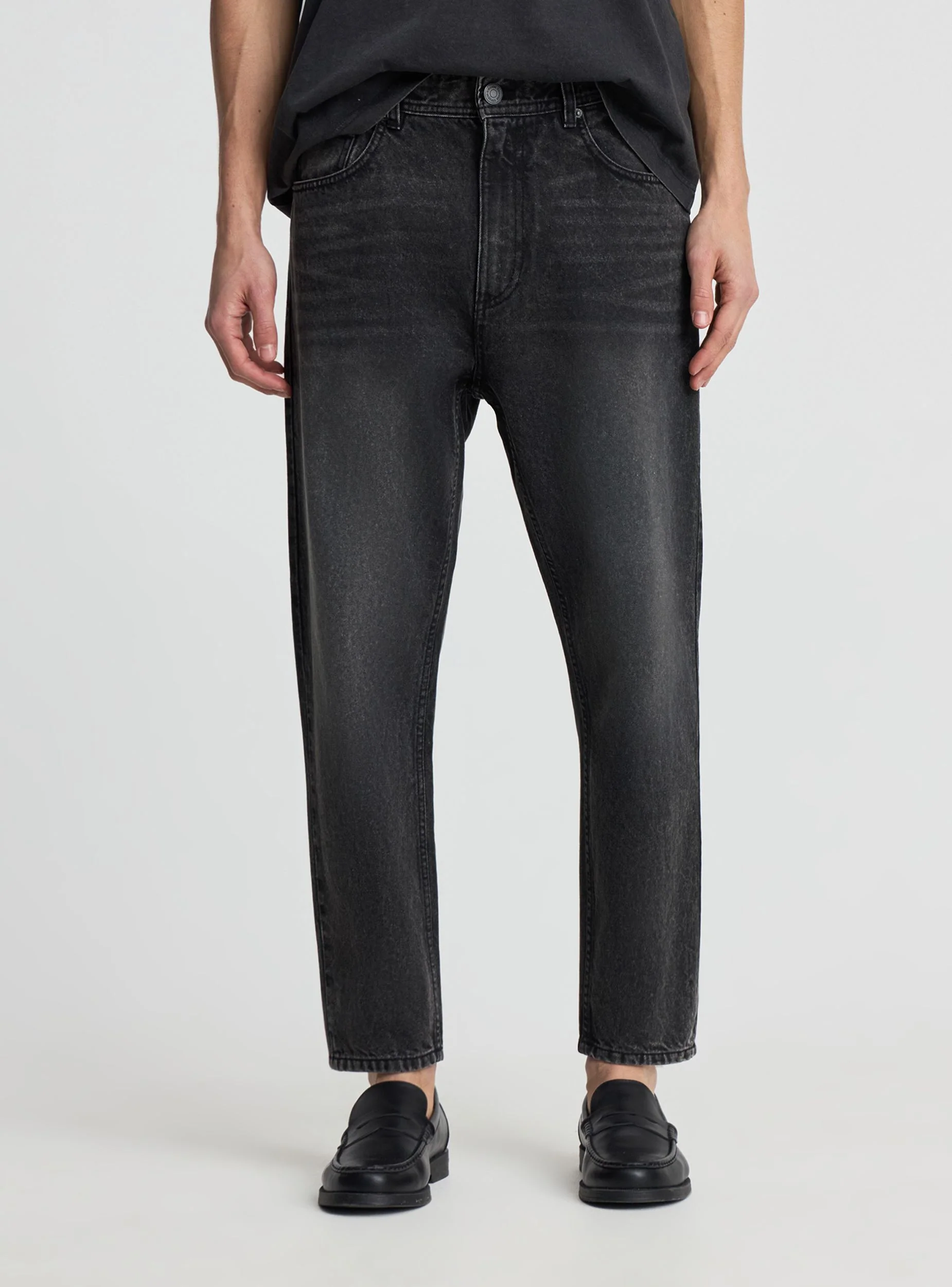 Jeans relaxed fit a tinta unita - Image 3