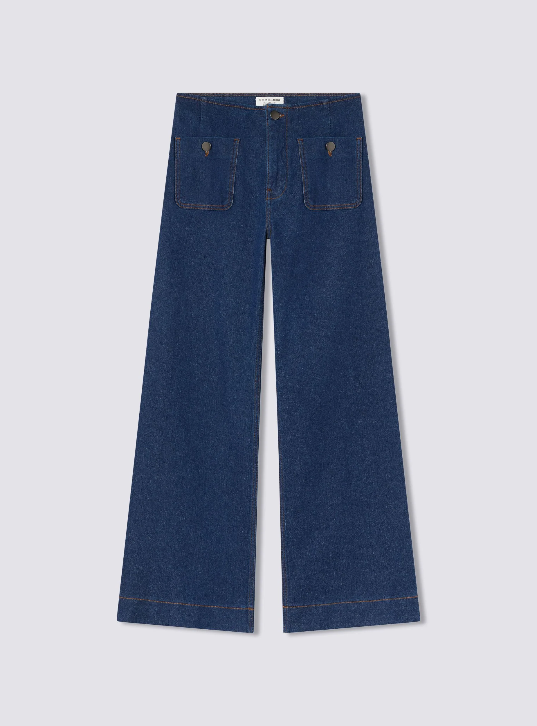 Jeans scuri wide leg con tasche applicate - Image 5