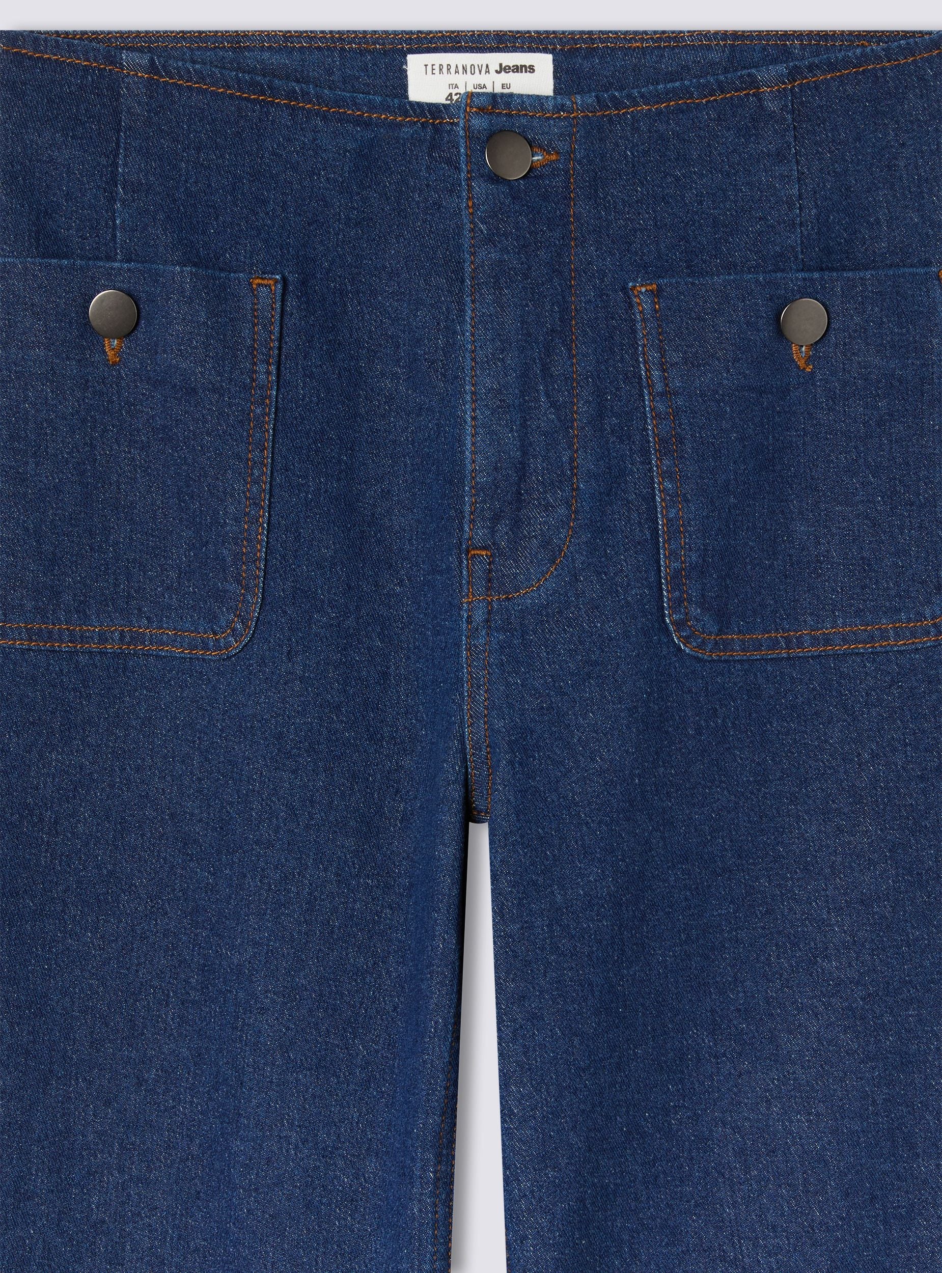 Jeans scuri wide leg con tasche applicate - Image 6