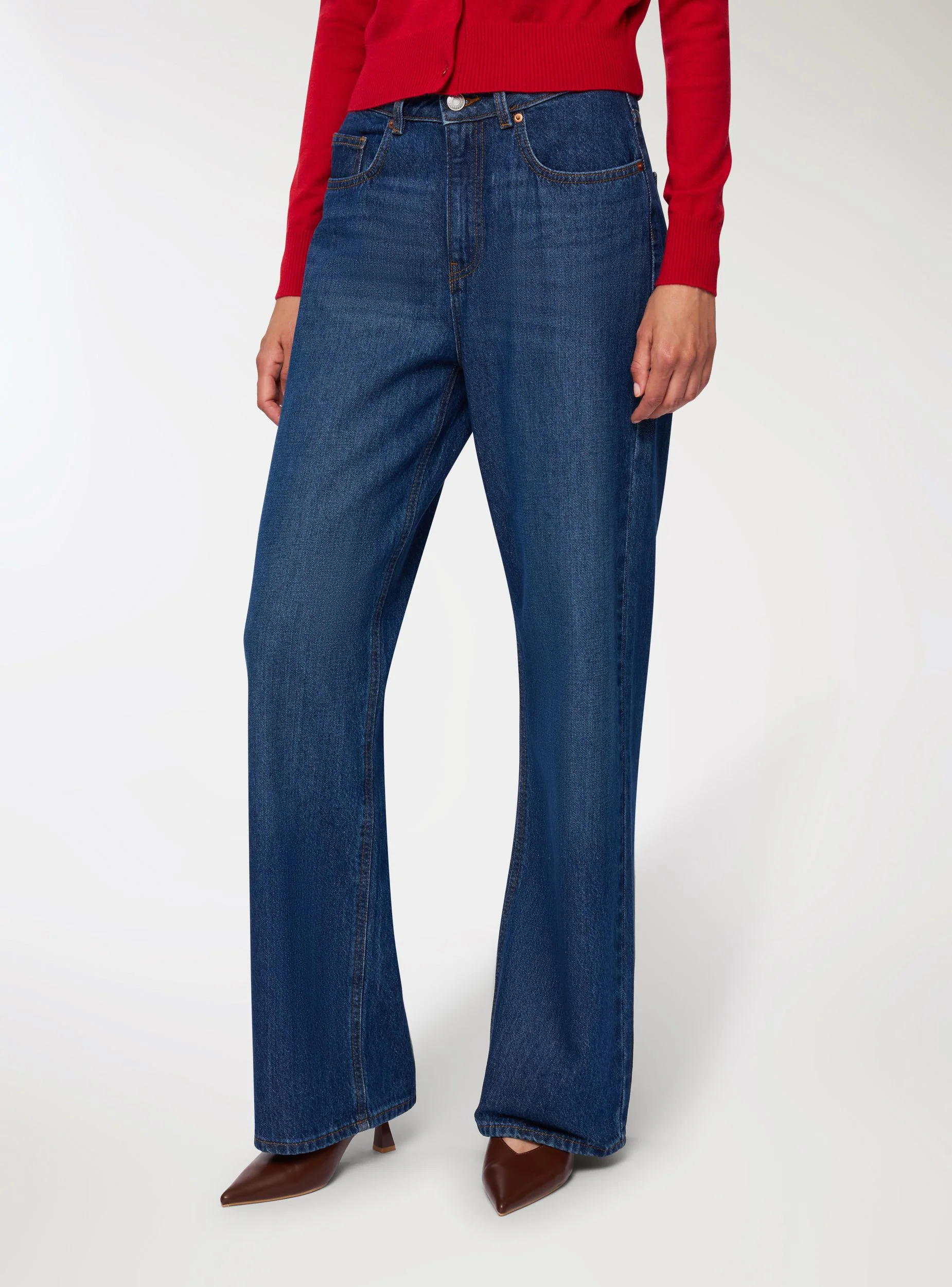 Jeans scuri wide leg