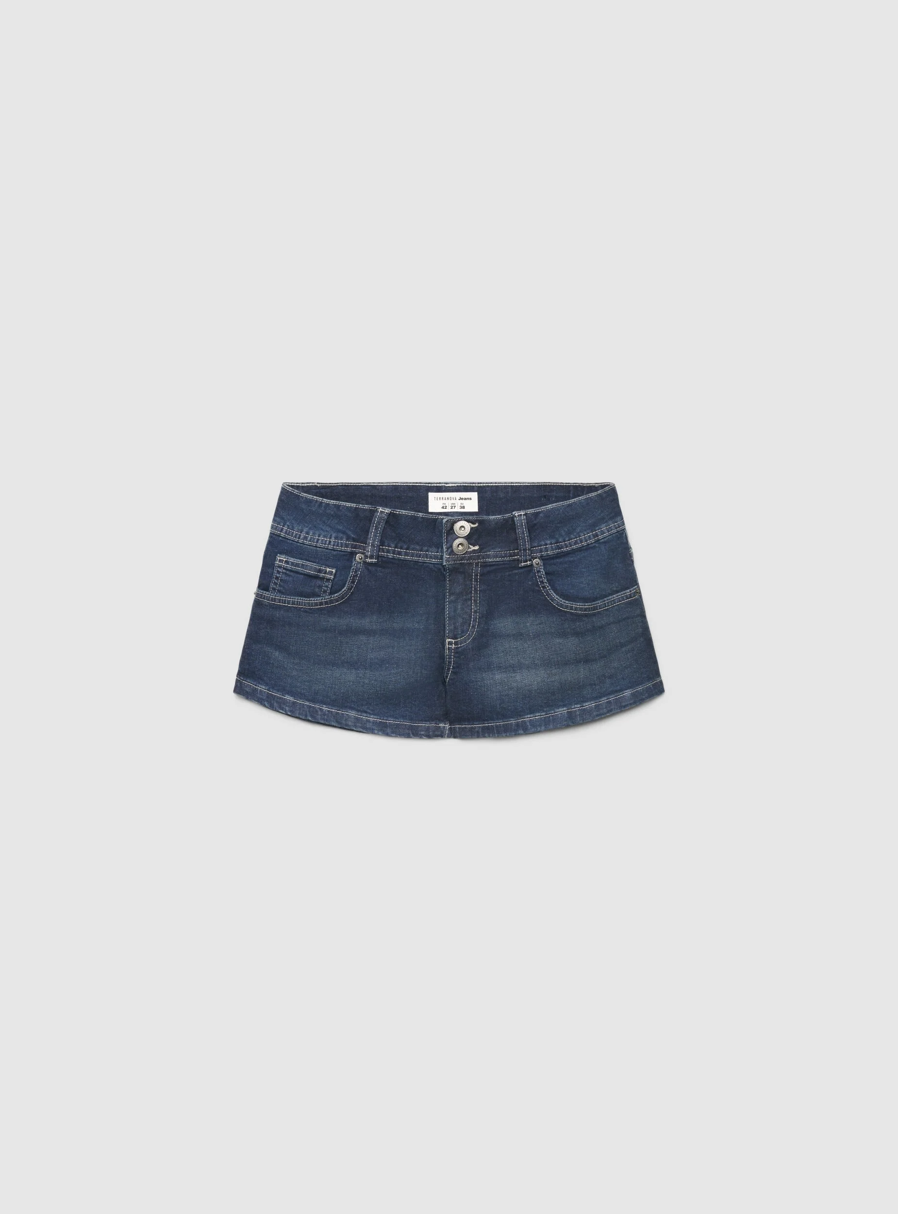 Jeans shorts vita bassa a tinta unita - Image 5