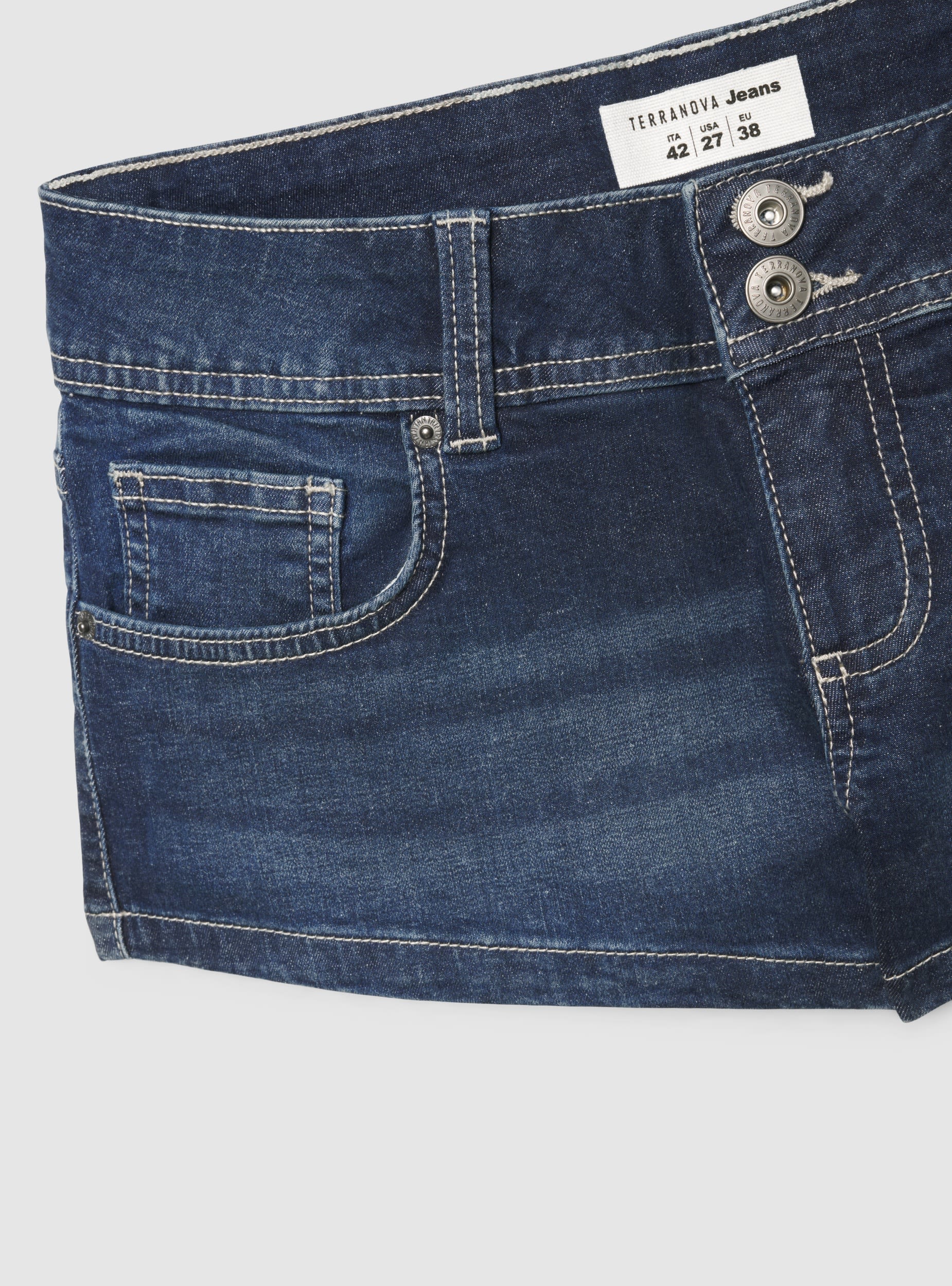 Jeans shorts vita bassa a tinta unita - Image 6