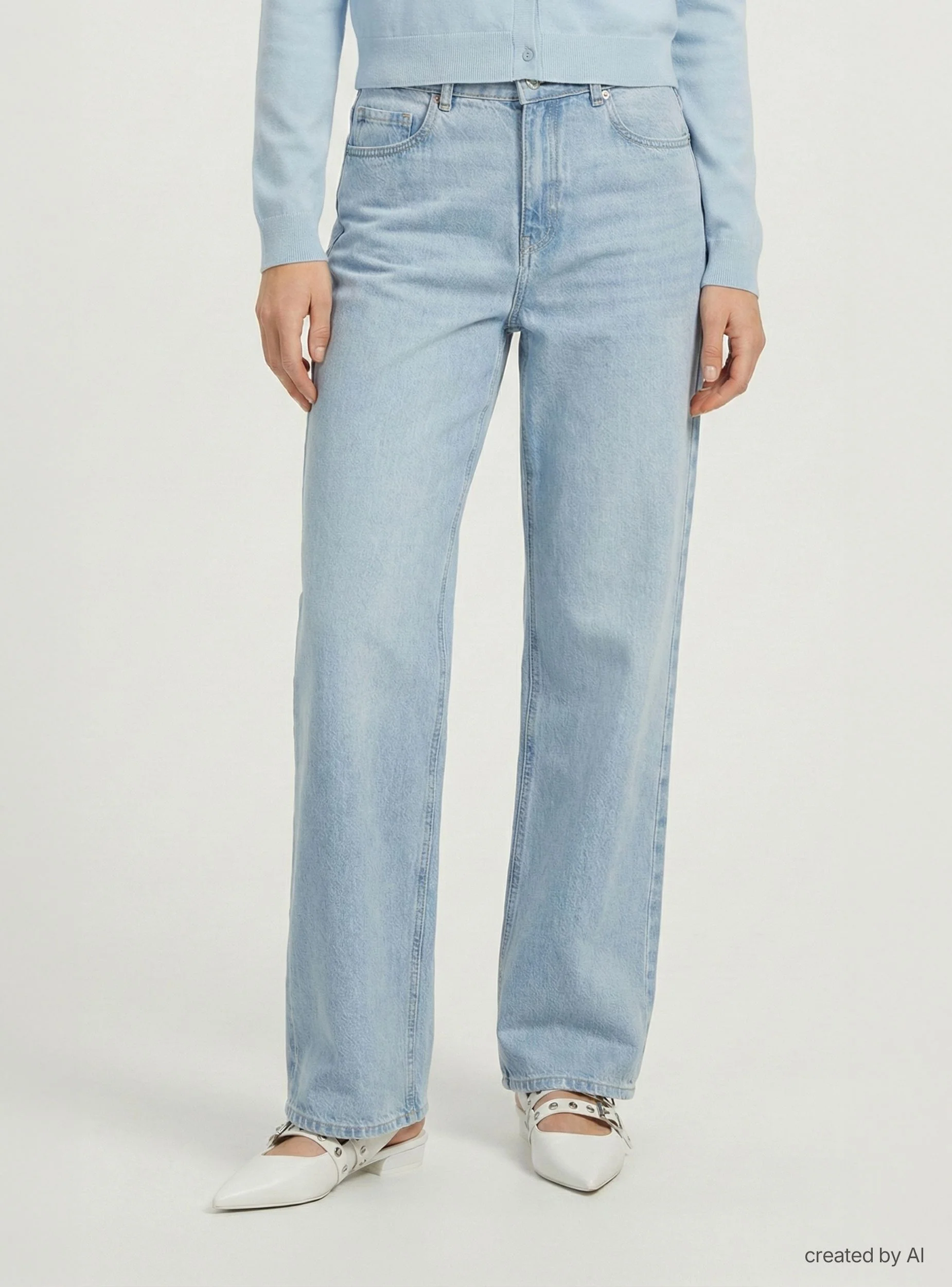 Jeans straight a tinta unita - Image 2