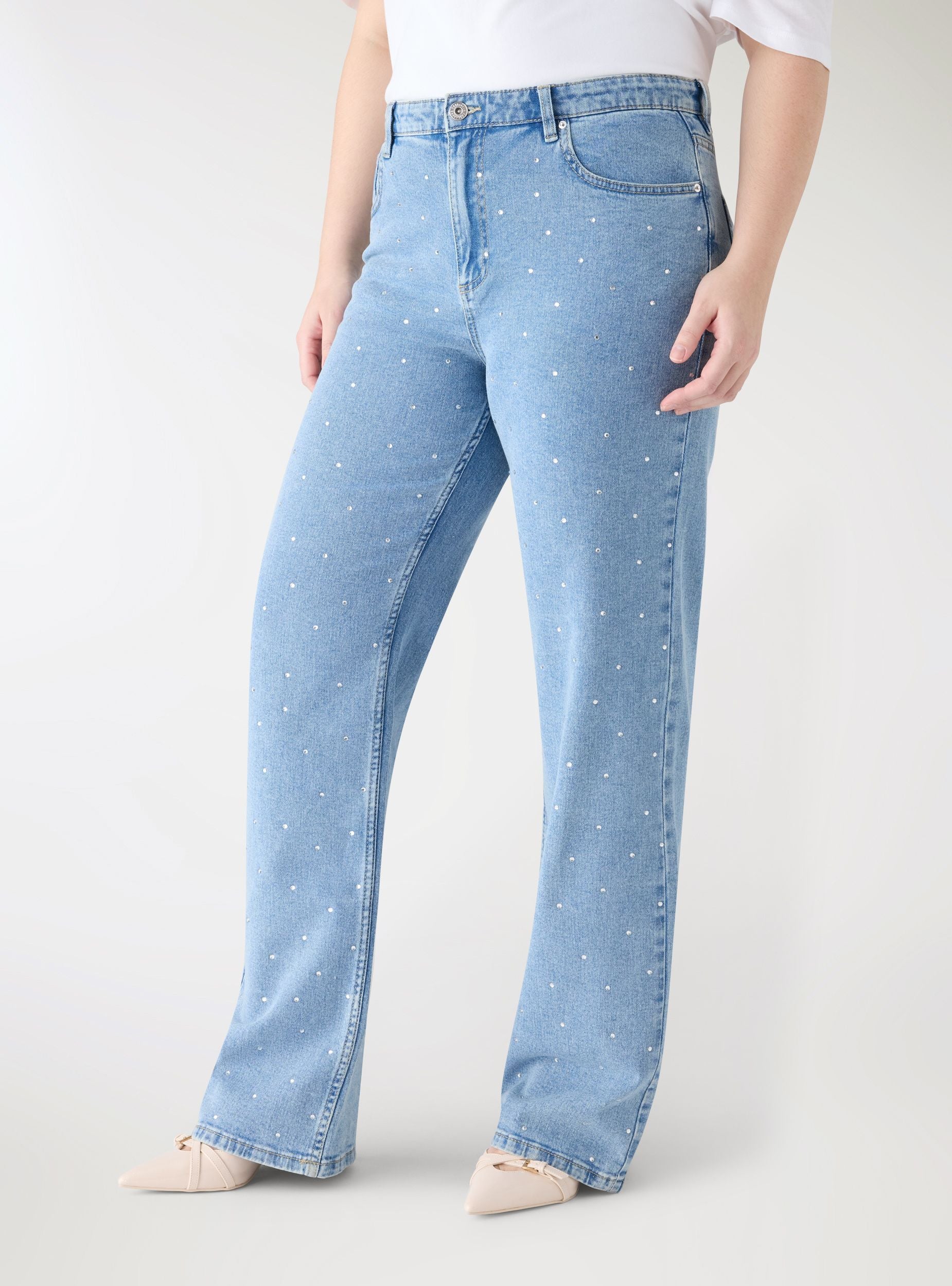 Jeans straight con strass - Image 3