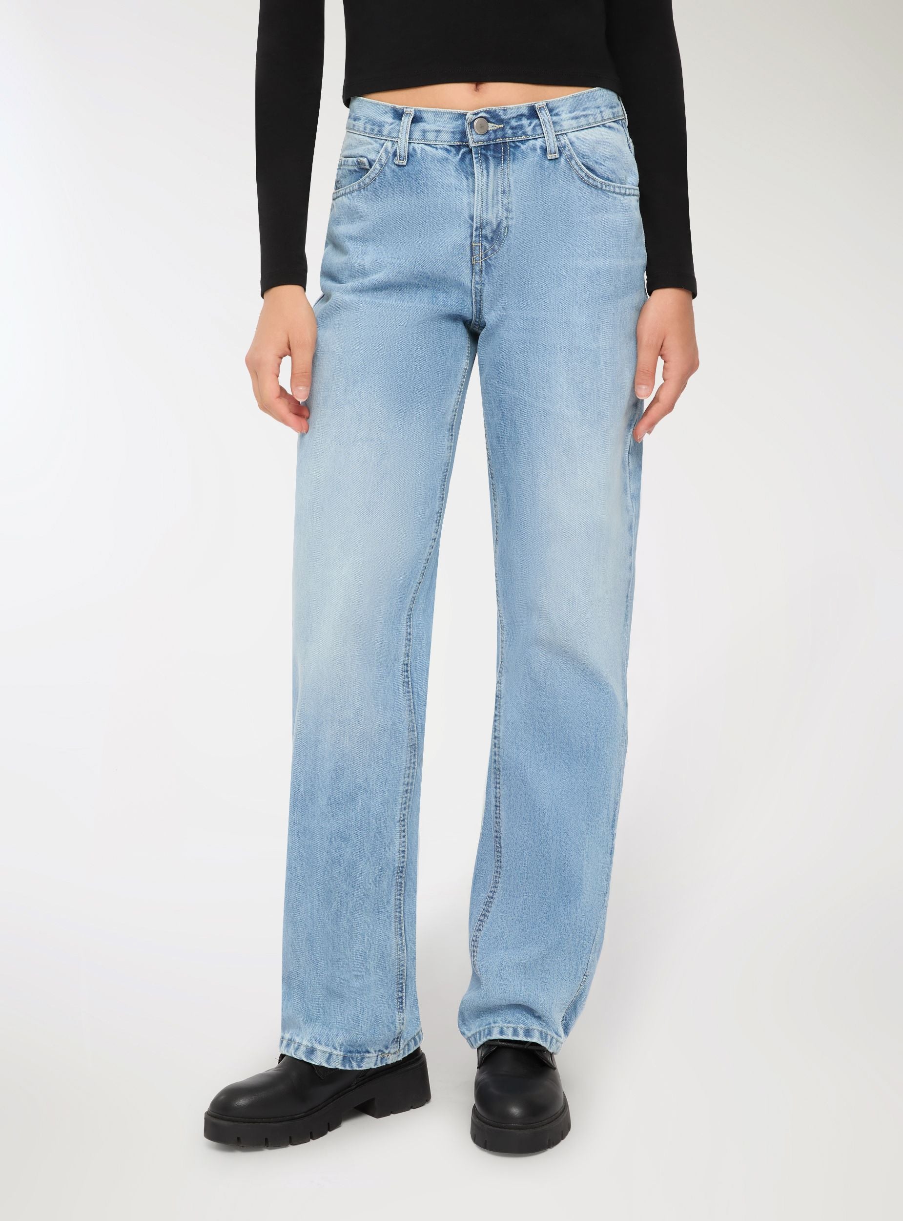 Jeans straight leg a tinta unita - Image 4