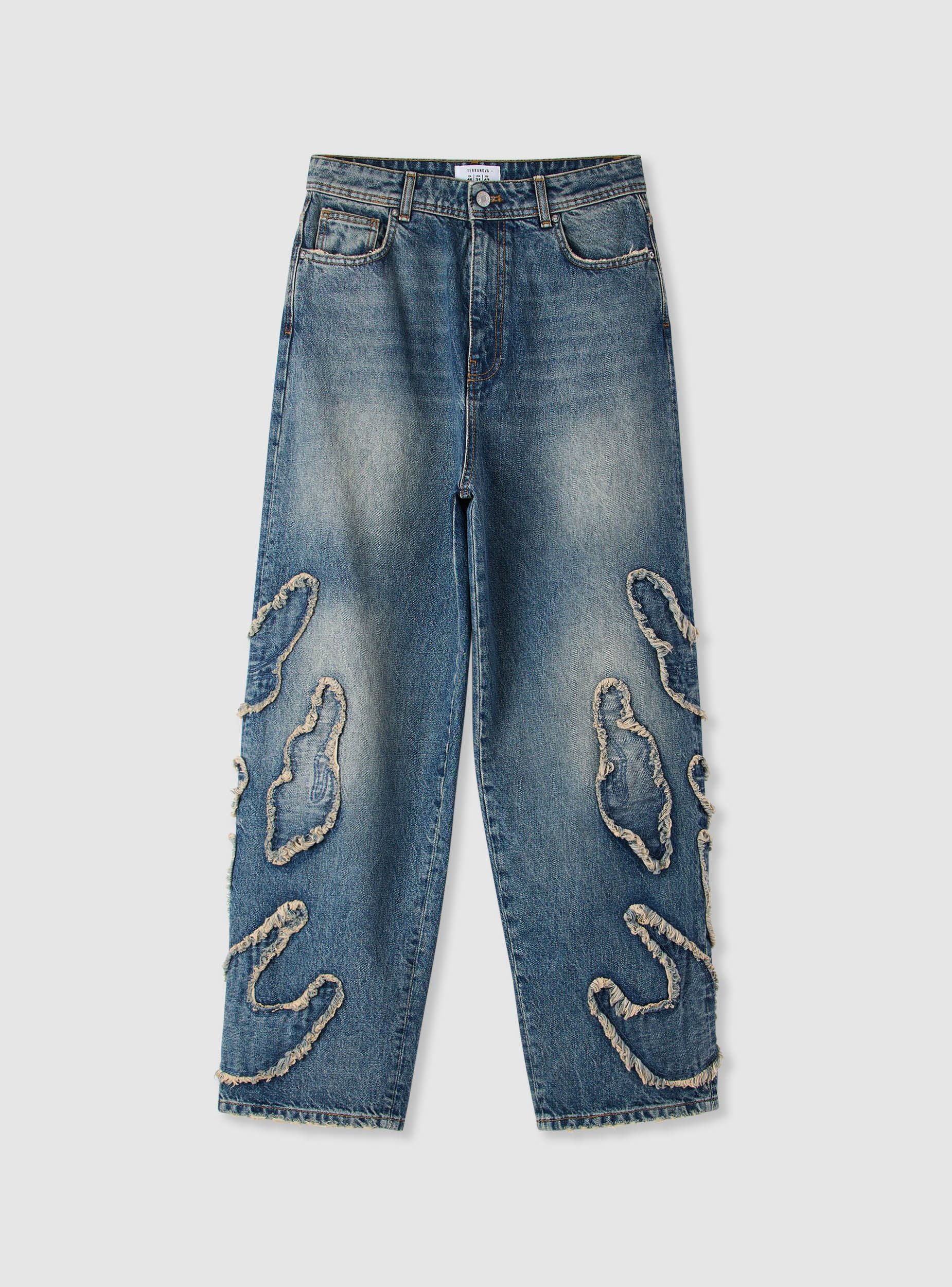 Jeans super baggy con patch e sfrangiature - Image 5