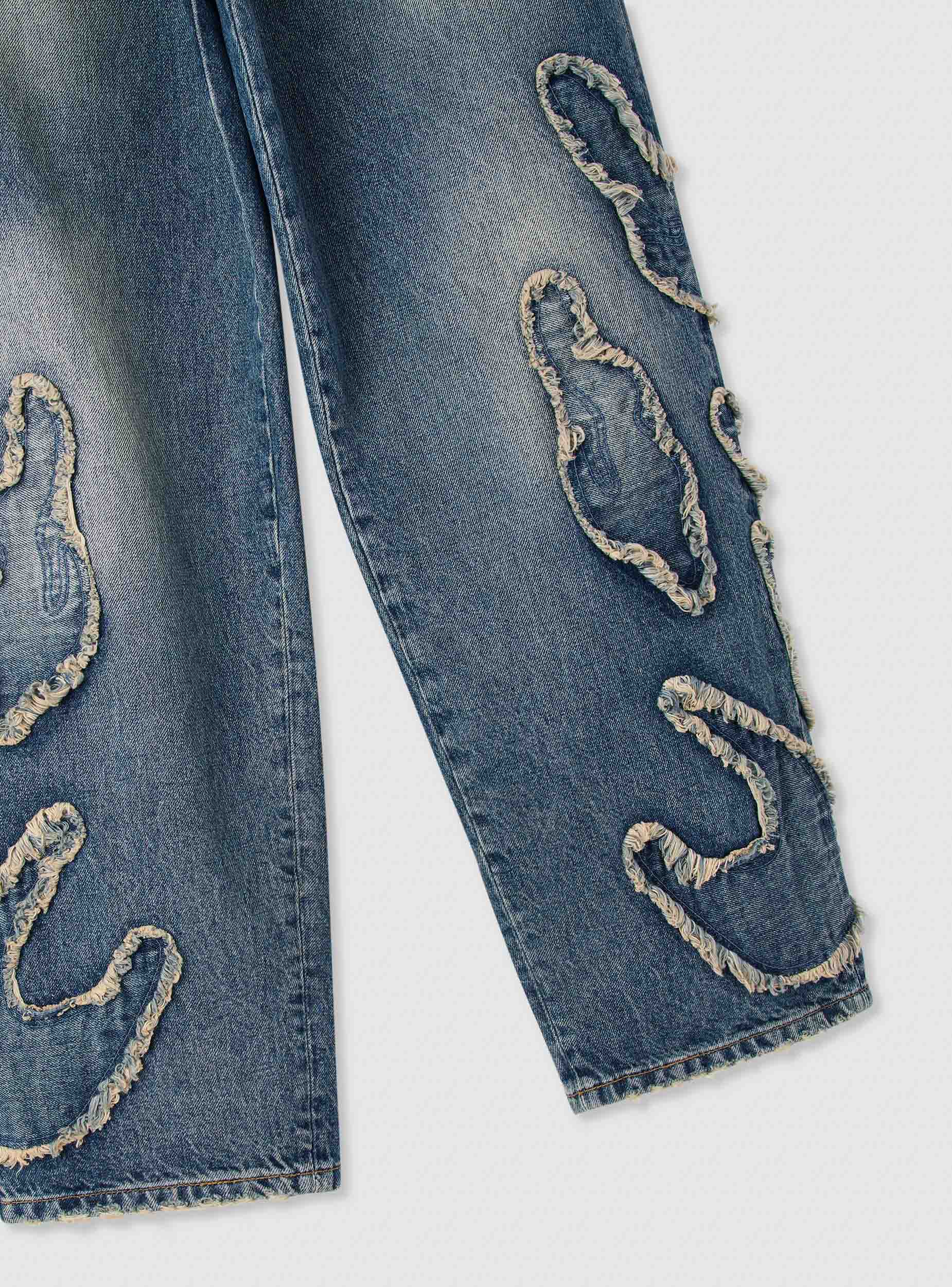 Jeans super baggy con patch e sfrangiature - Image 6