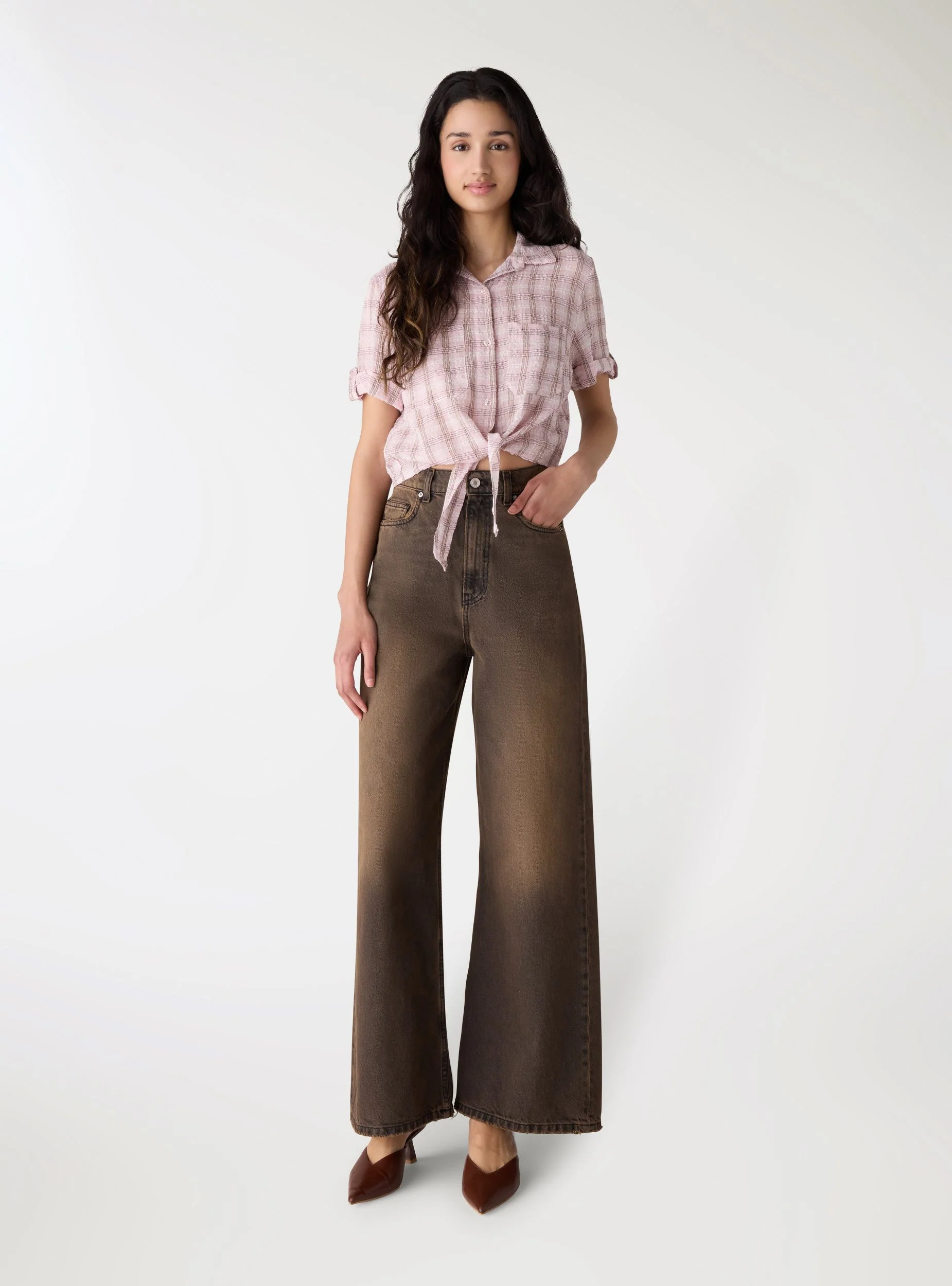Jeans super wide leg a tinta unita - Image 2