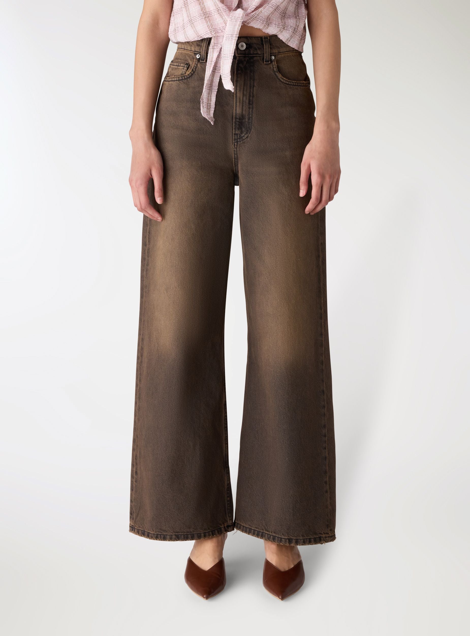 Jeans super wide leg a tinta unita - Image 3