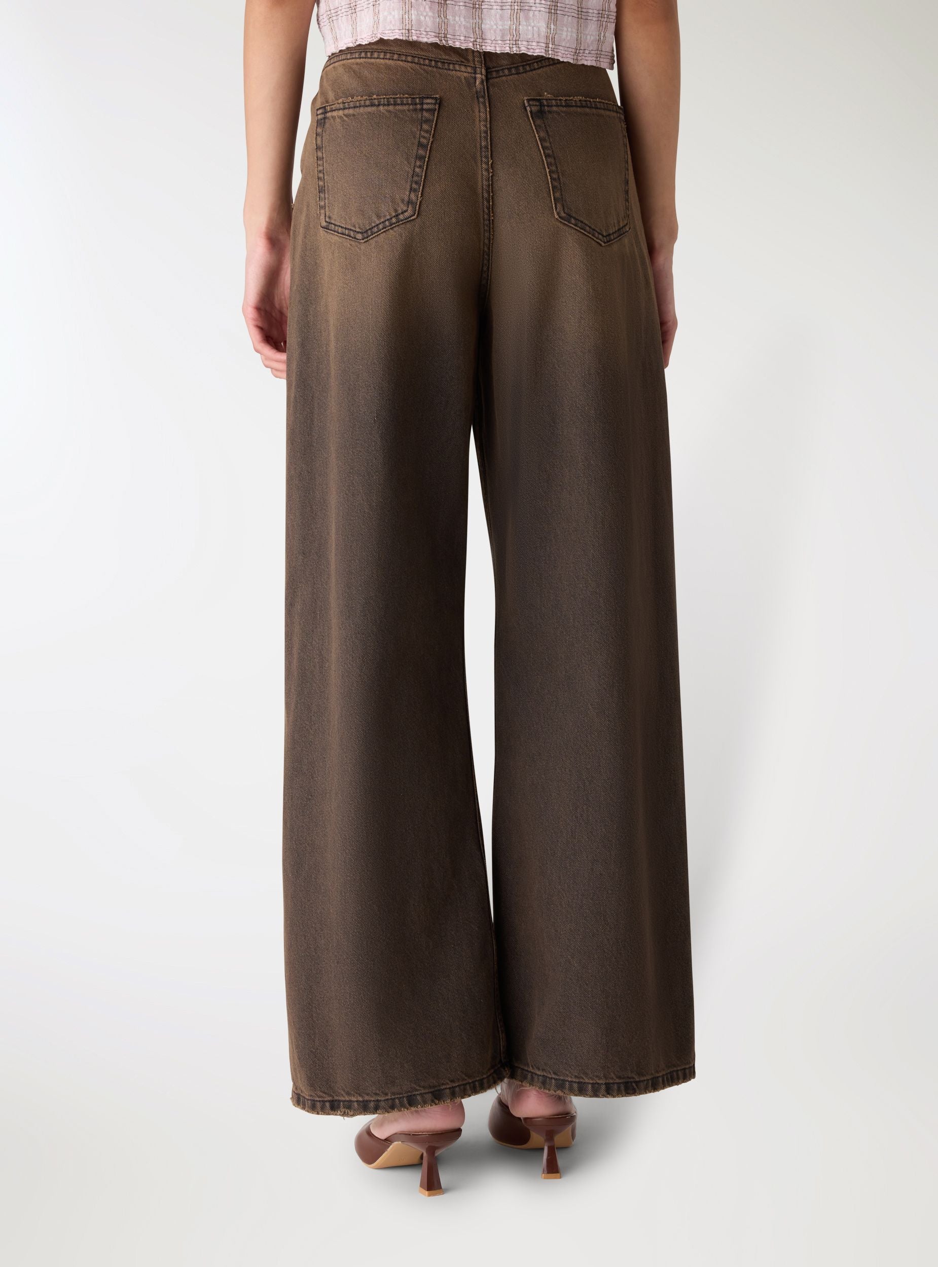 Jeans super wide leg a tinta unita - Image 4