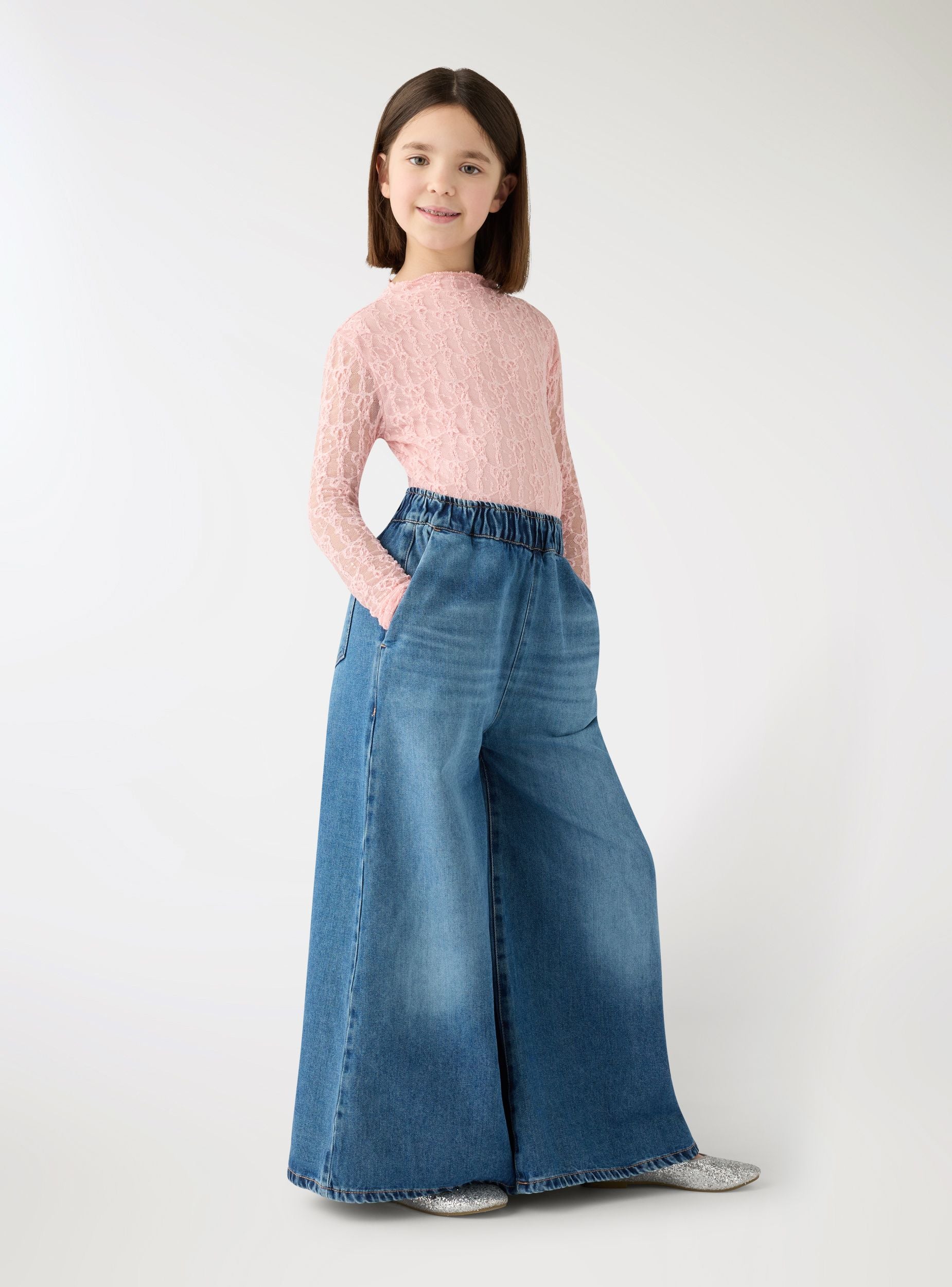 Jeans super wide leg con elastico in vita - Image 2
