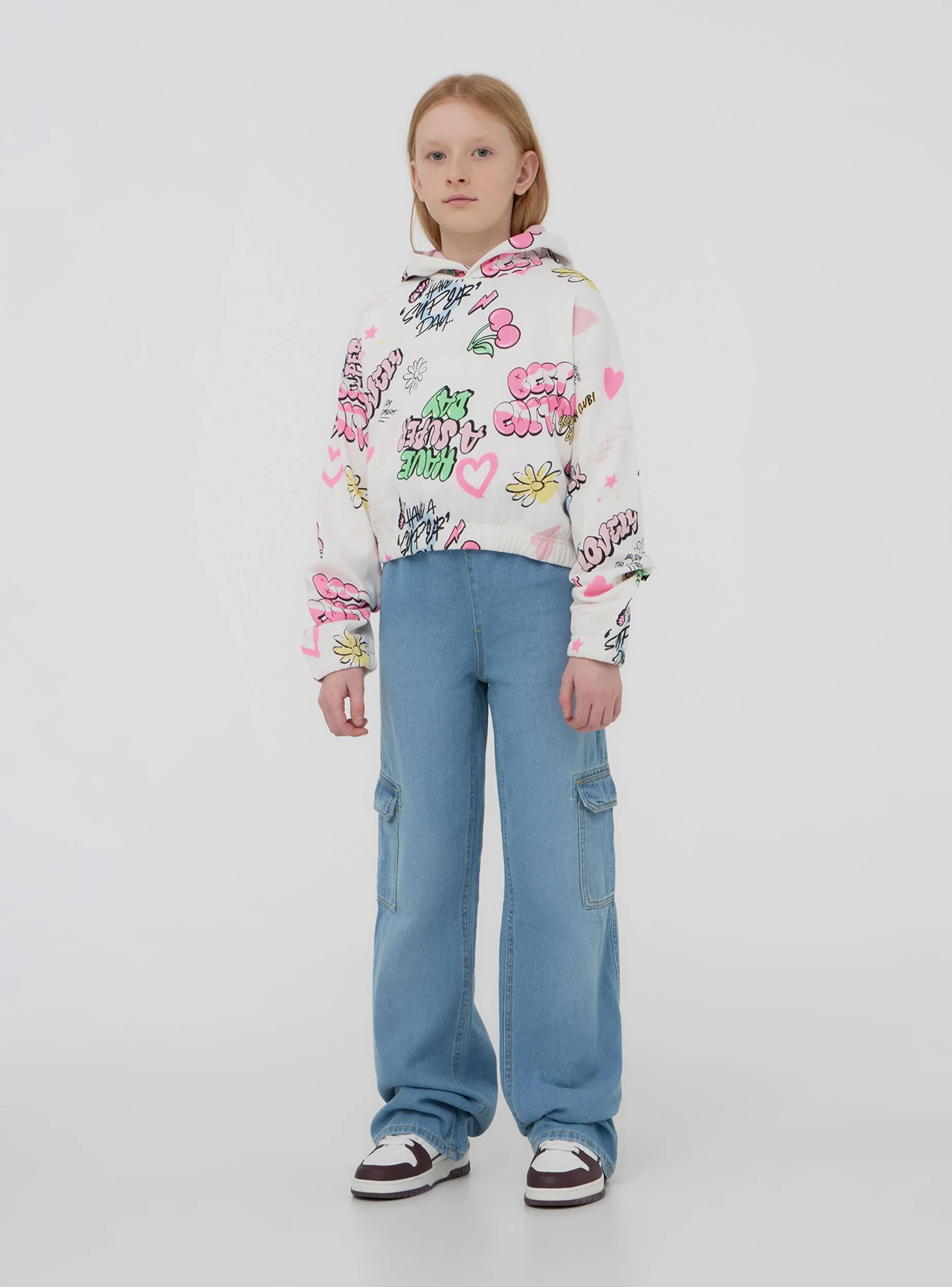 Jeans wide leg cargo in chambray - Image 2