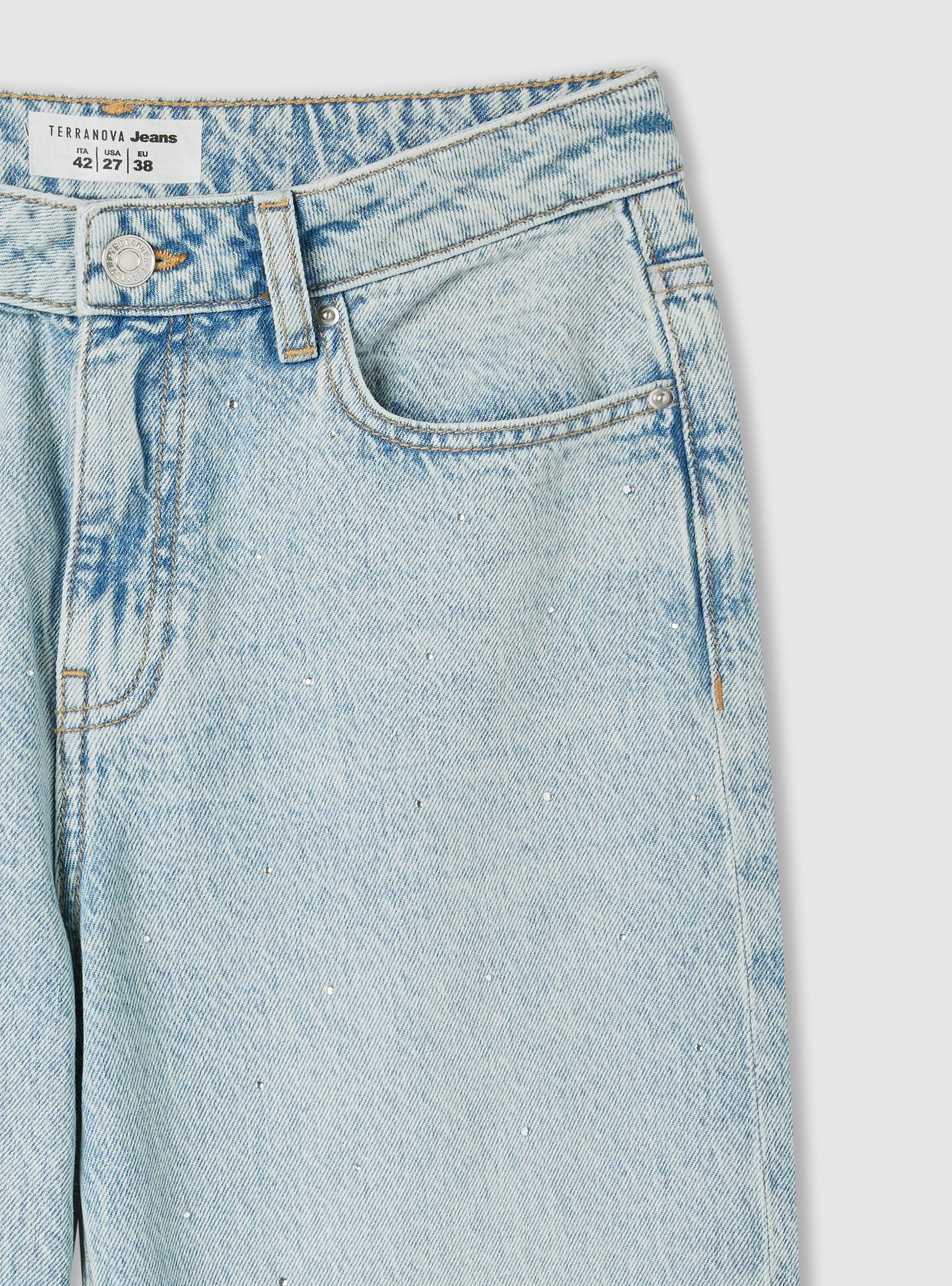 Jeans wide leg chiari con strass - Image 5