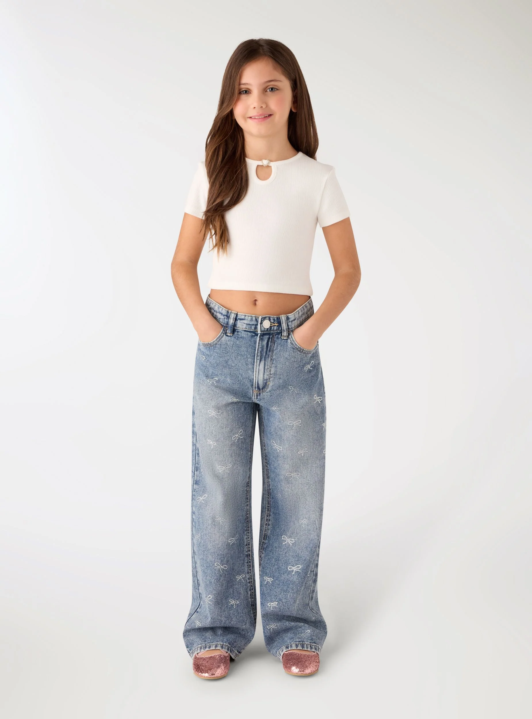 Jeans wide leg con applicazioni - Image 2