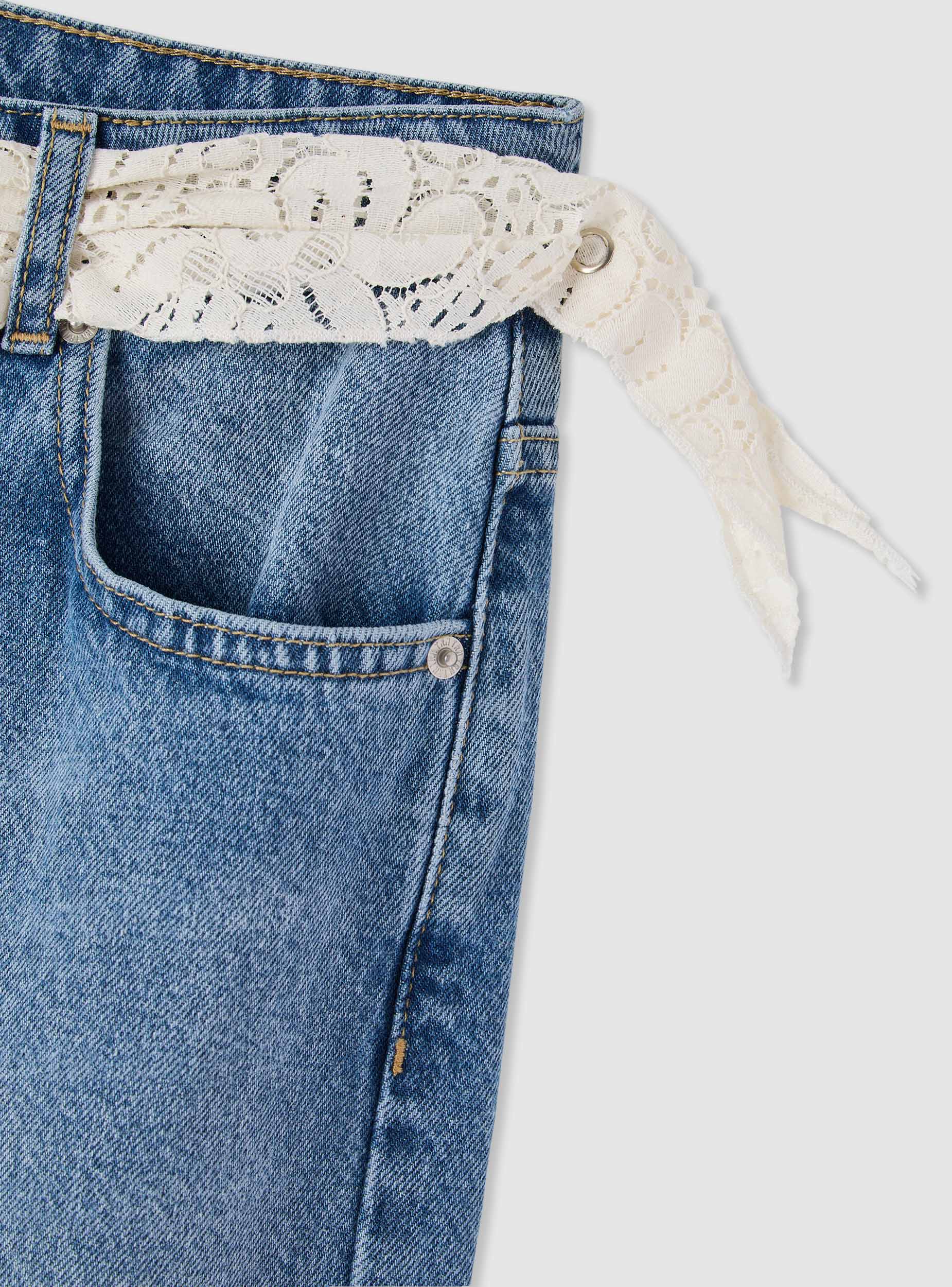 Jeans wide leg con bandana in pizzo - Image 7