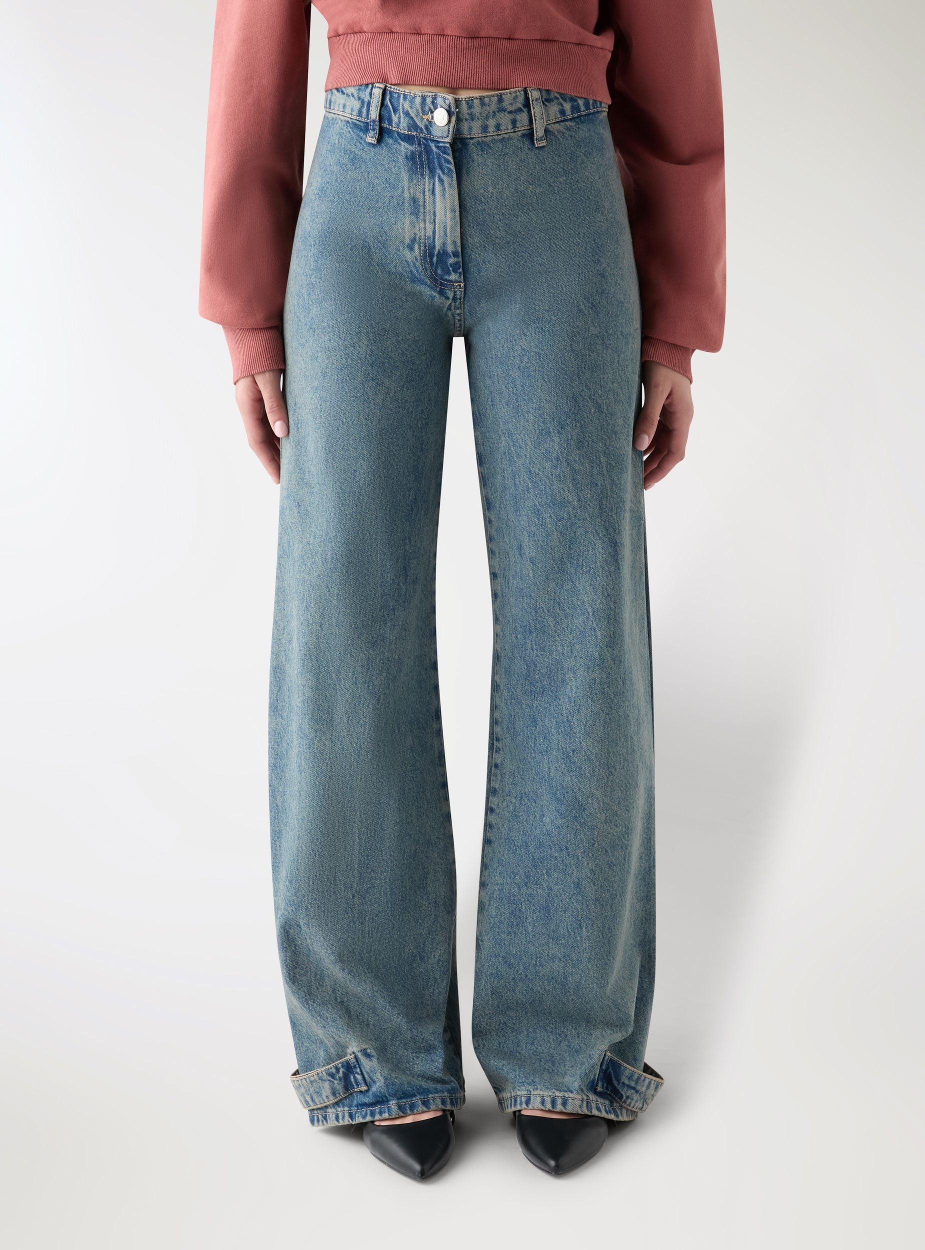 Jeans wide leg con fondo regolabile - Image 3
