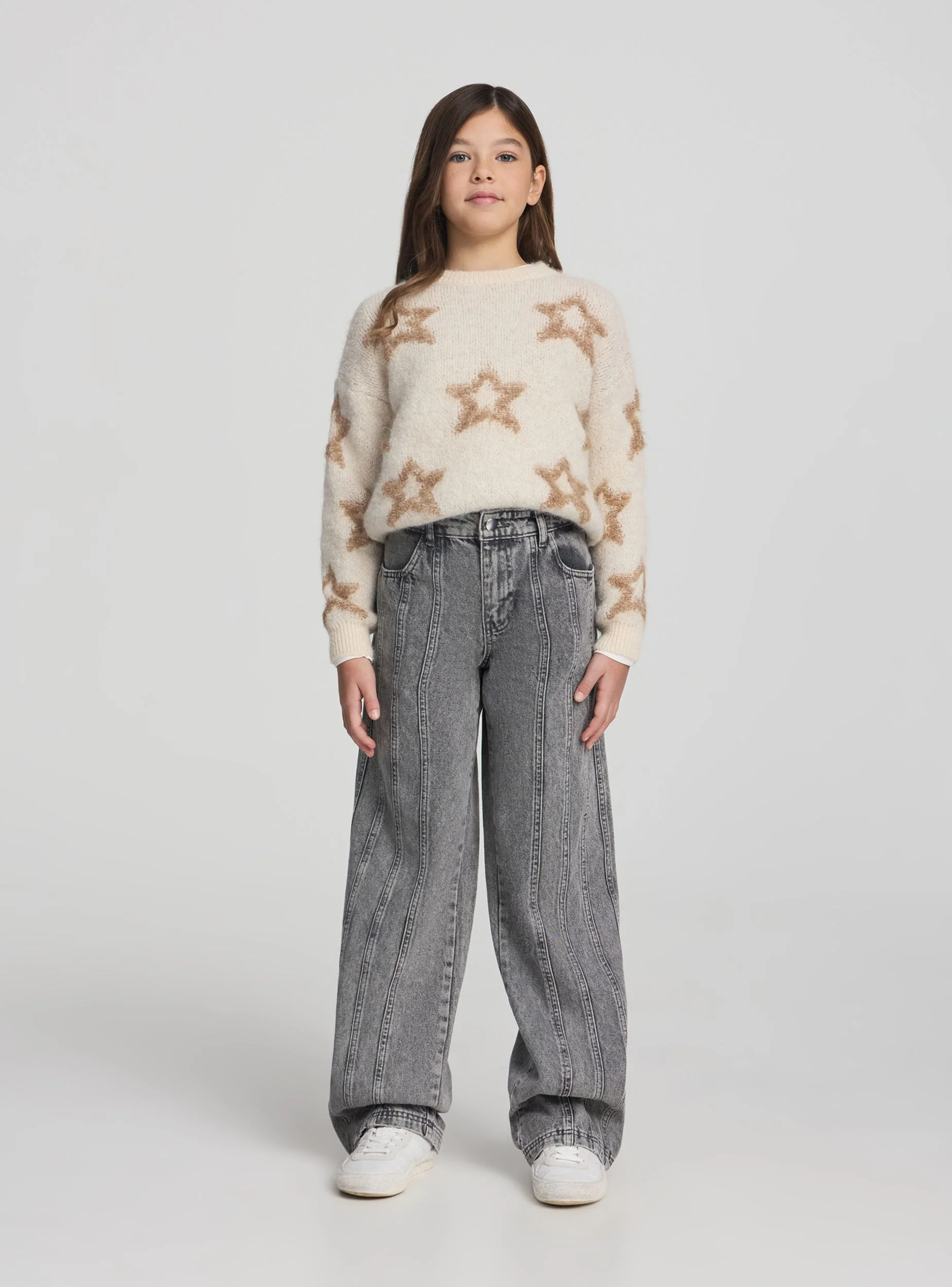 Jeans wide leg con impunture - Image 3