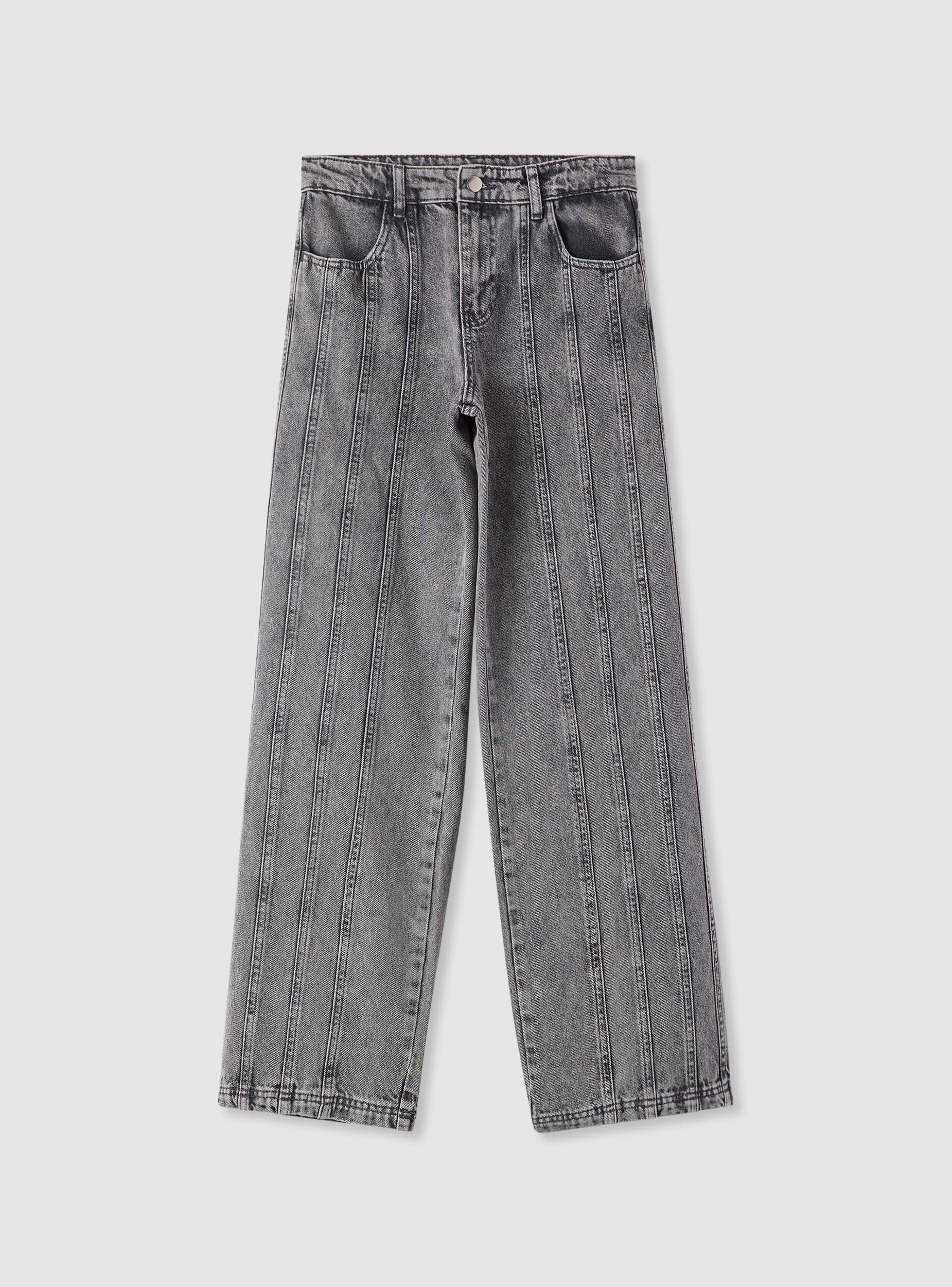 Jeans wide leg con impunture - Image 4