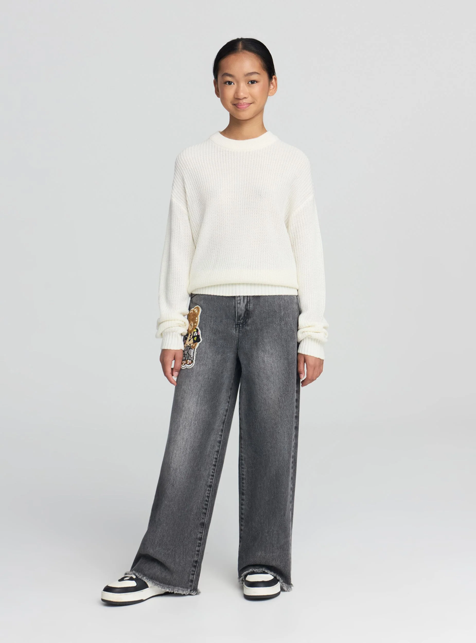Jeans wide leg con patch orsetto - Image 3