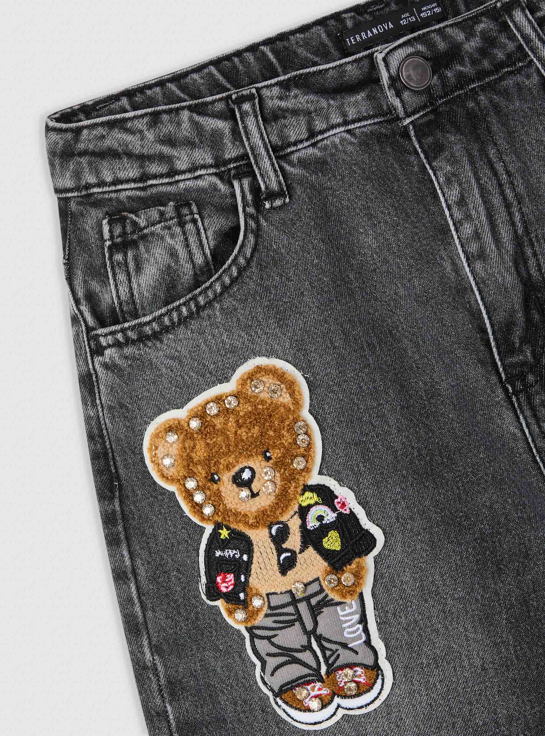 Jeans wide leg con patch orsetto - Image 5