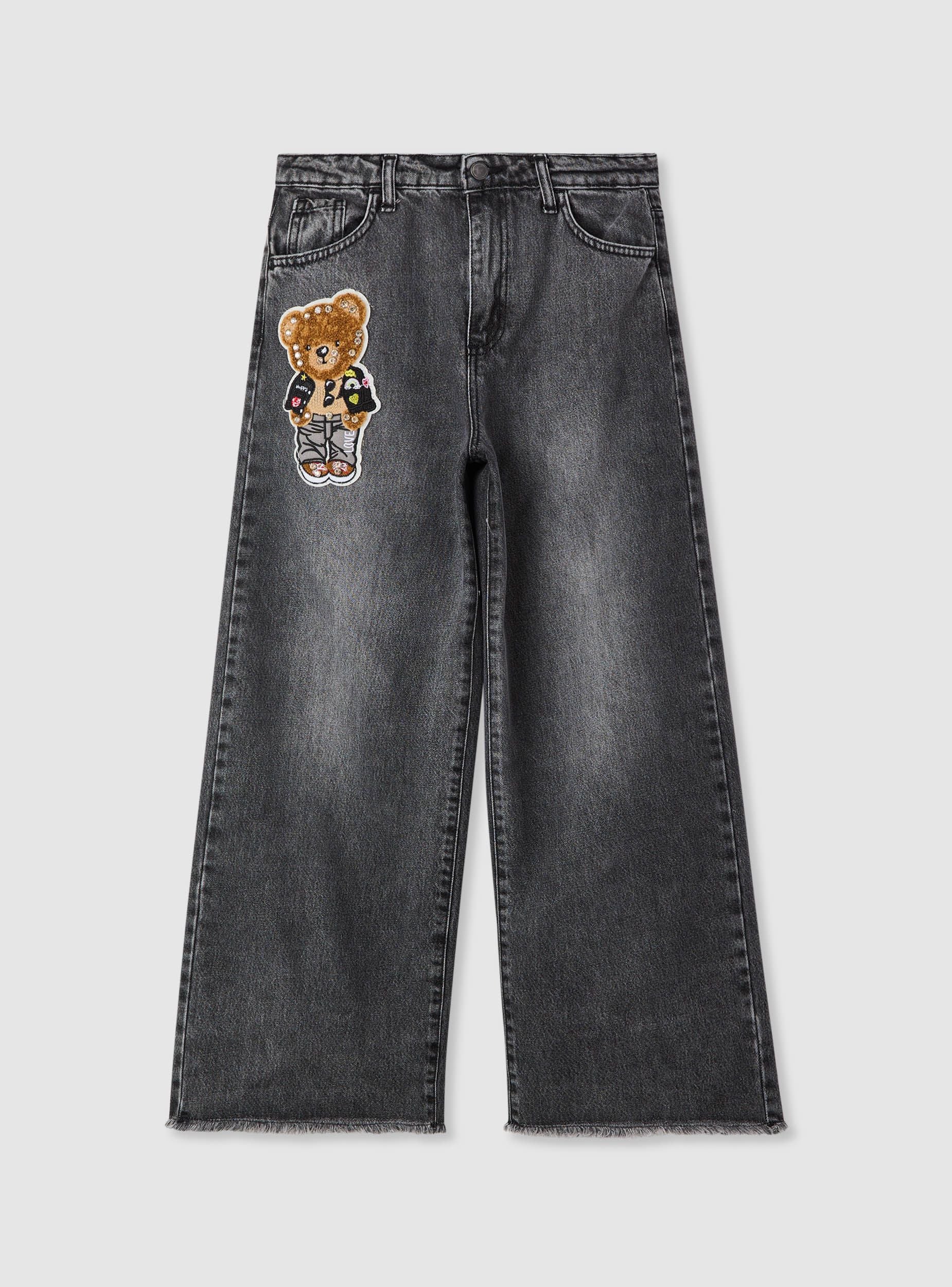 Jeans wide leg con patch orsetto - Image 6