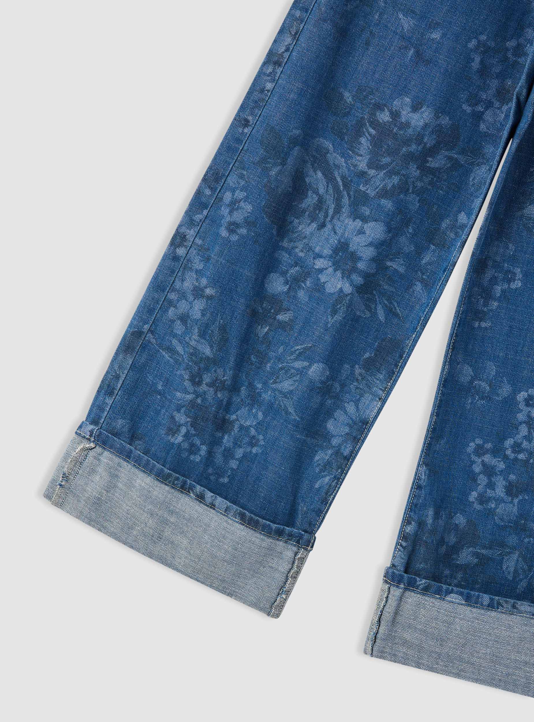 Jeans wide leg con stampa fiori - Image 5