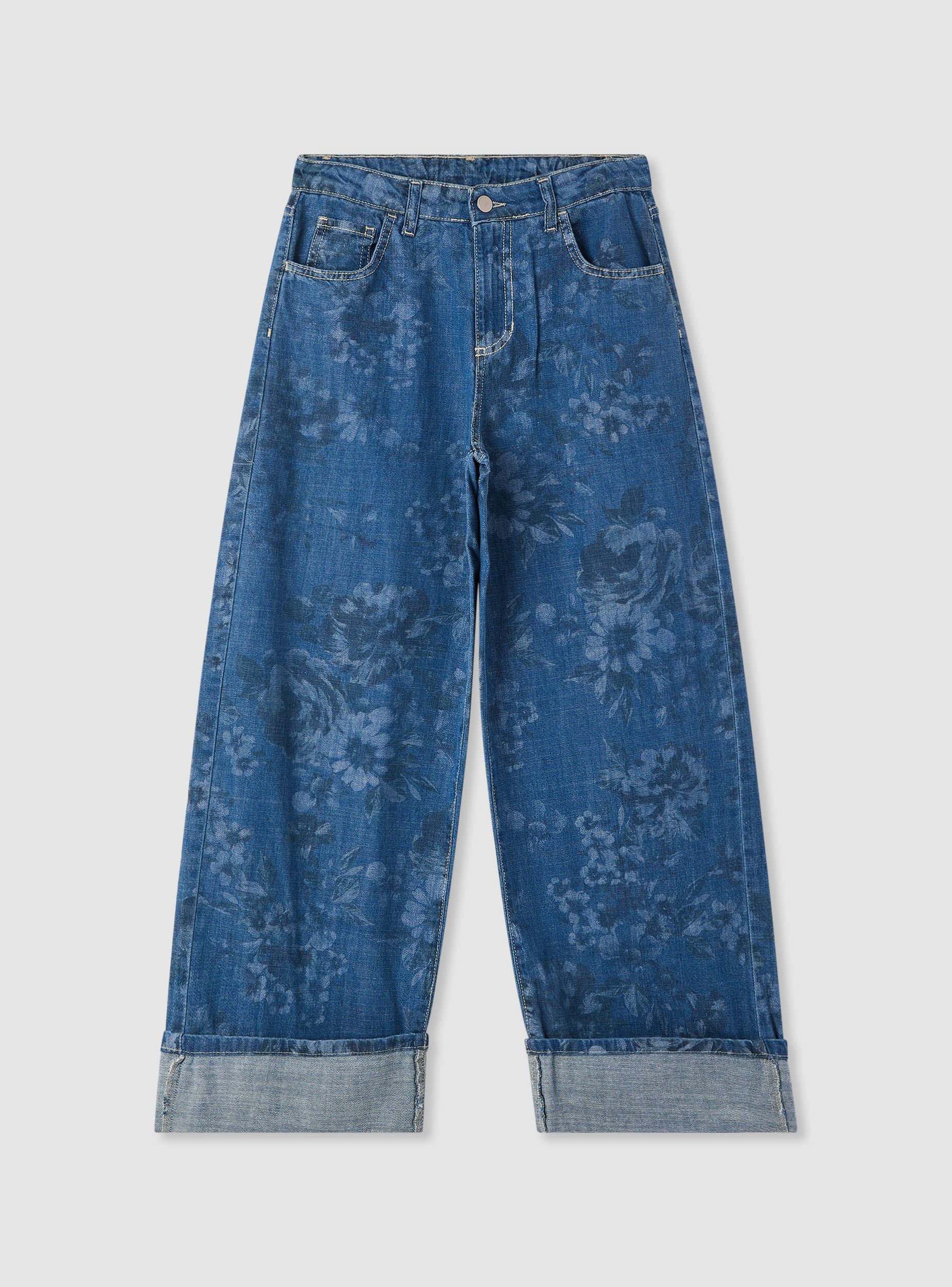 Jeans wide leg con stampa fiori - Image 6