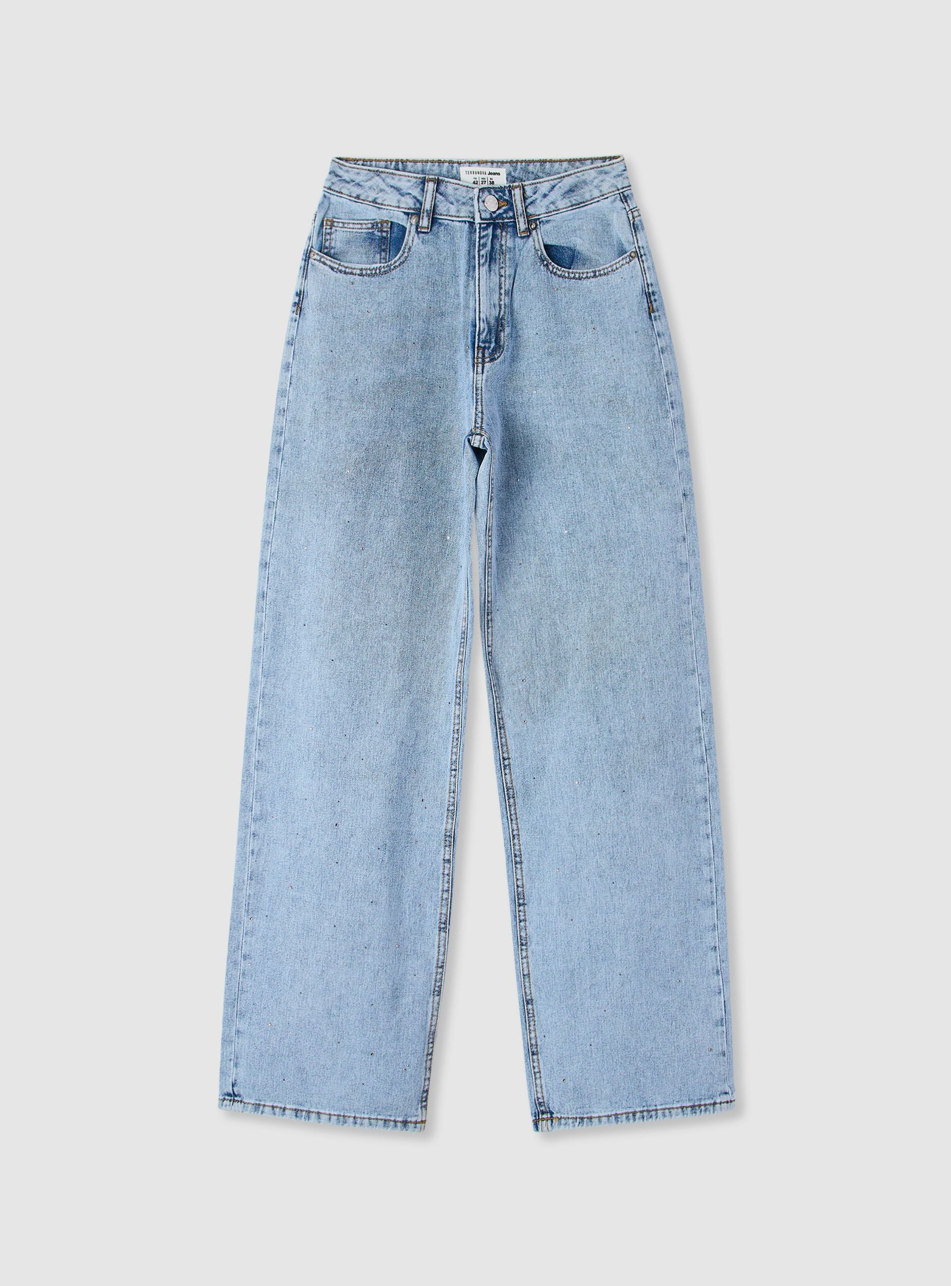Jeans wide leg con strass allover - Image 5
