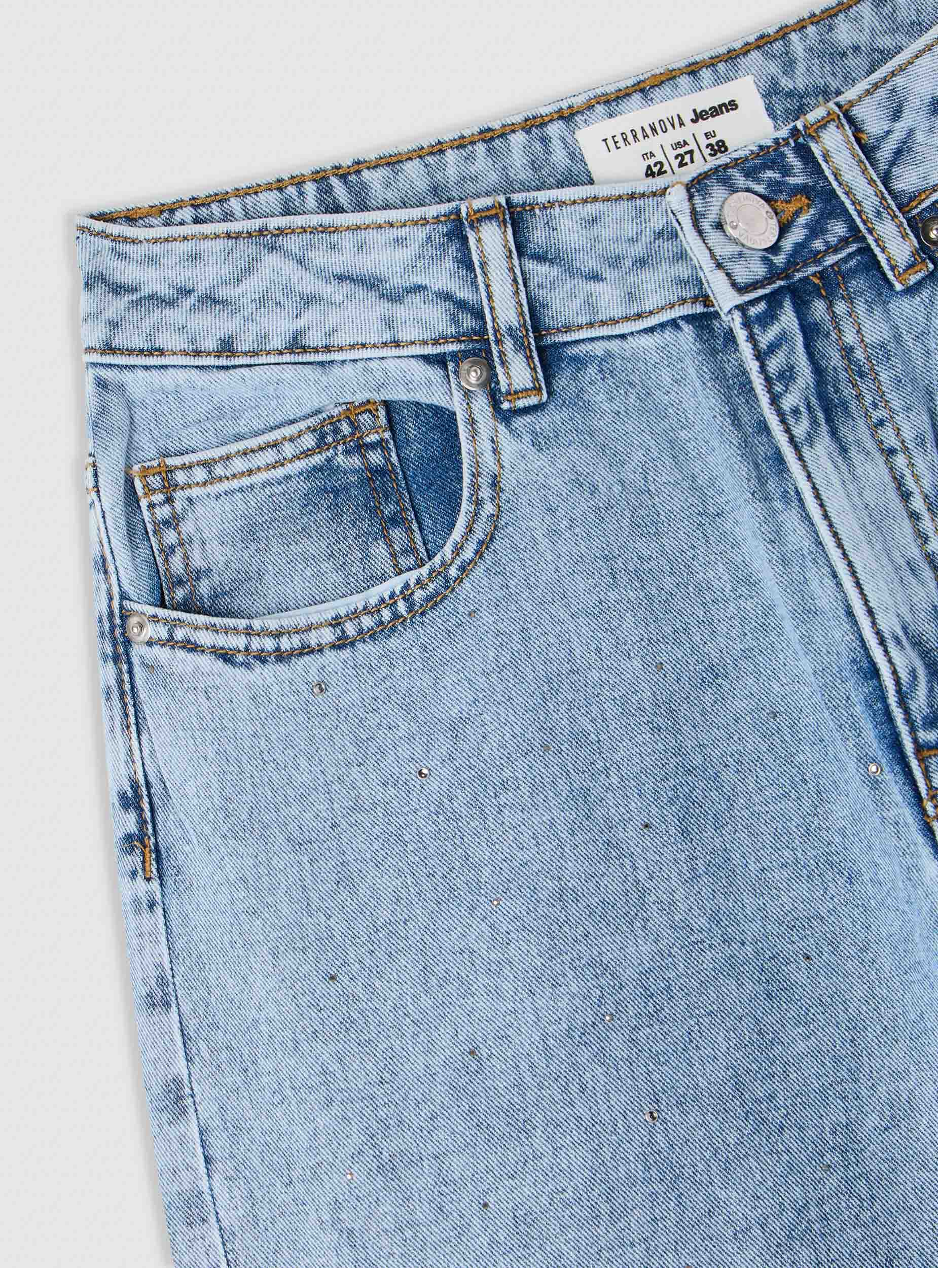 Jeans wide leg con strass allover - Image 6