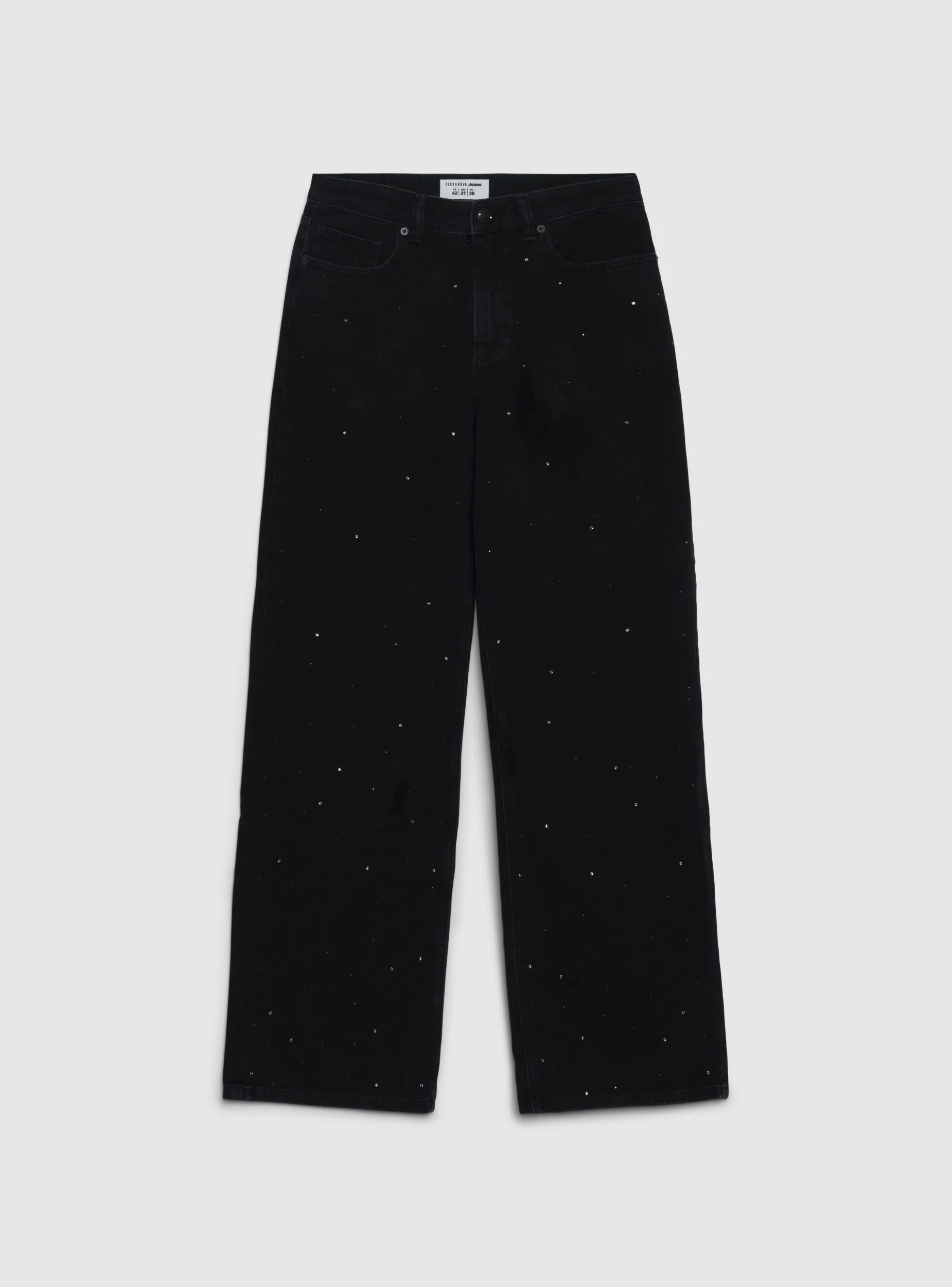 Jeans wide leg con strass allover - Image 6