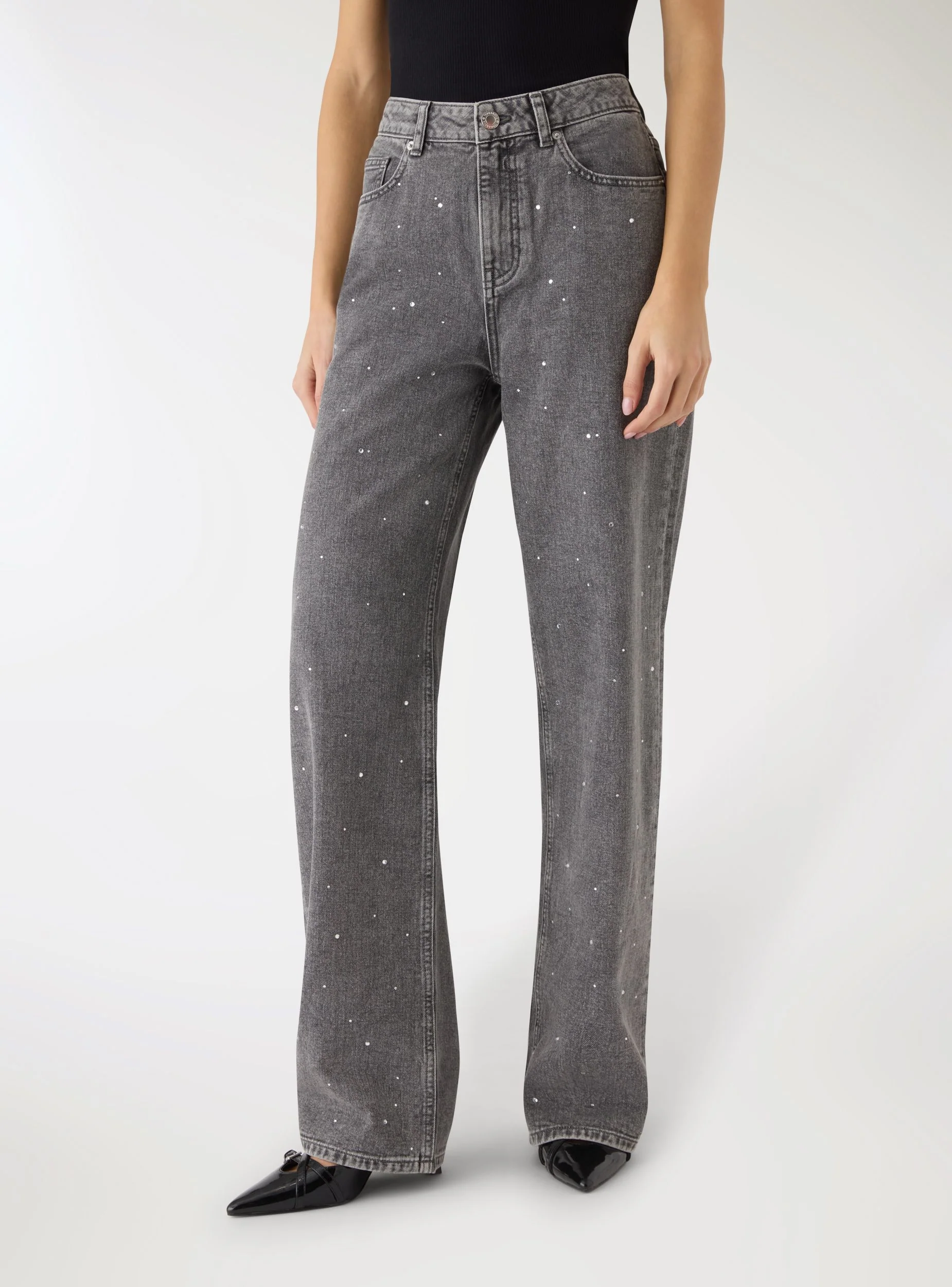 Jeans wide leg con strass - Image 3