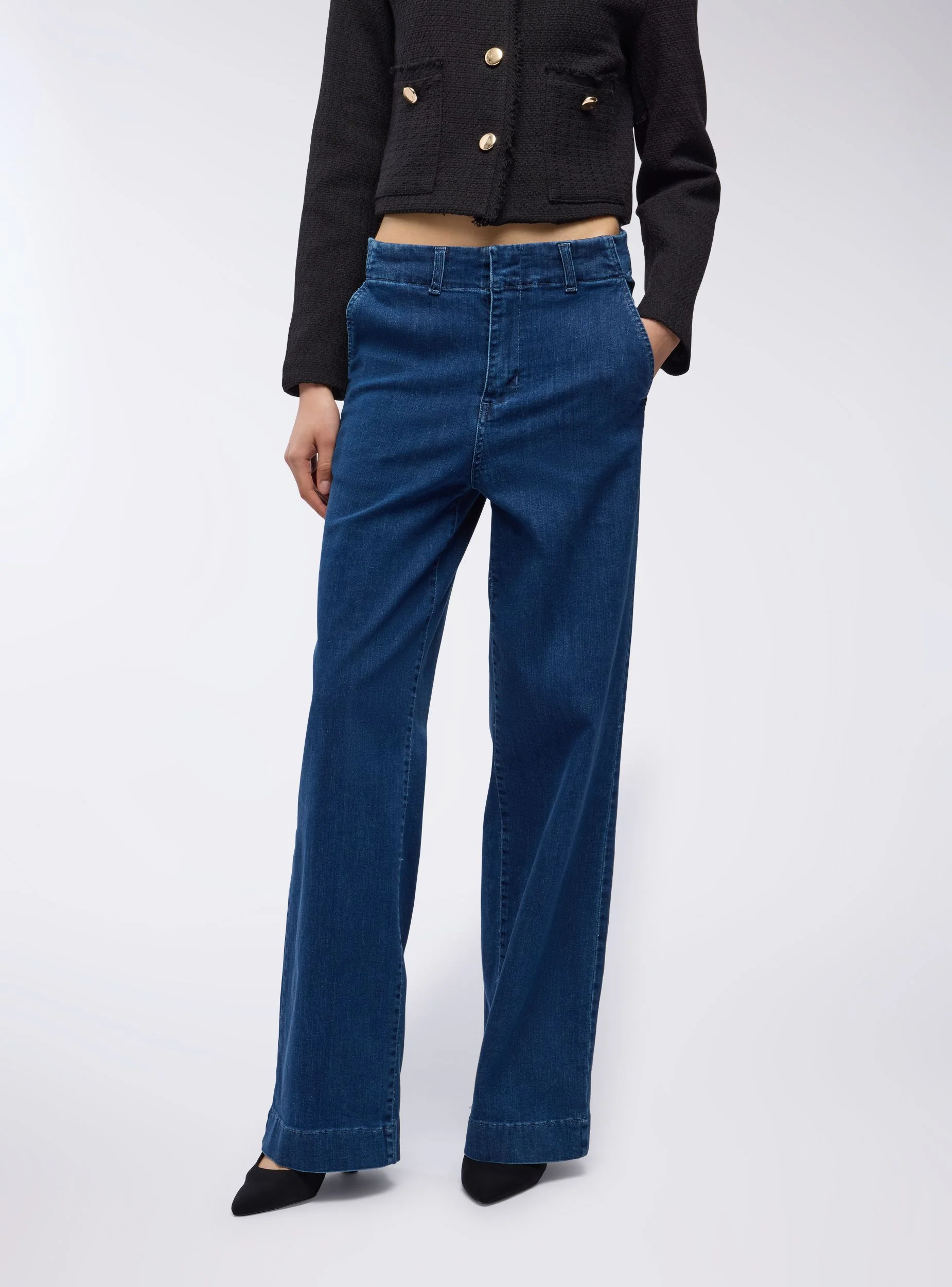 Jeans wide leg con tasche alla francese - Image 4