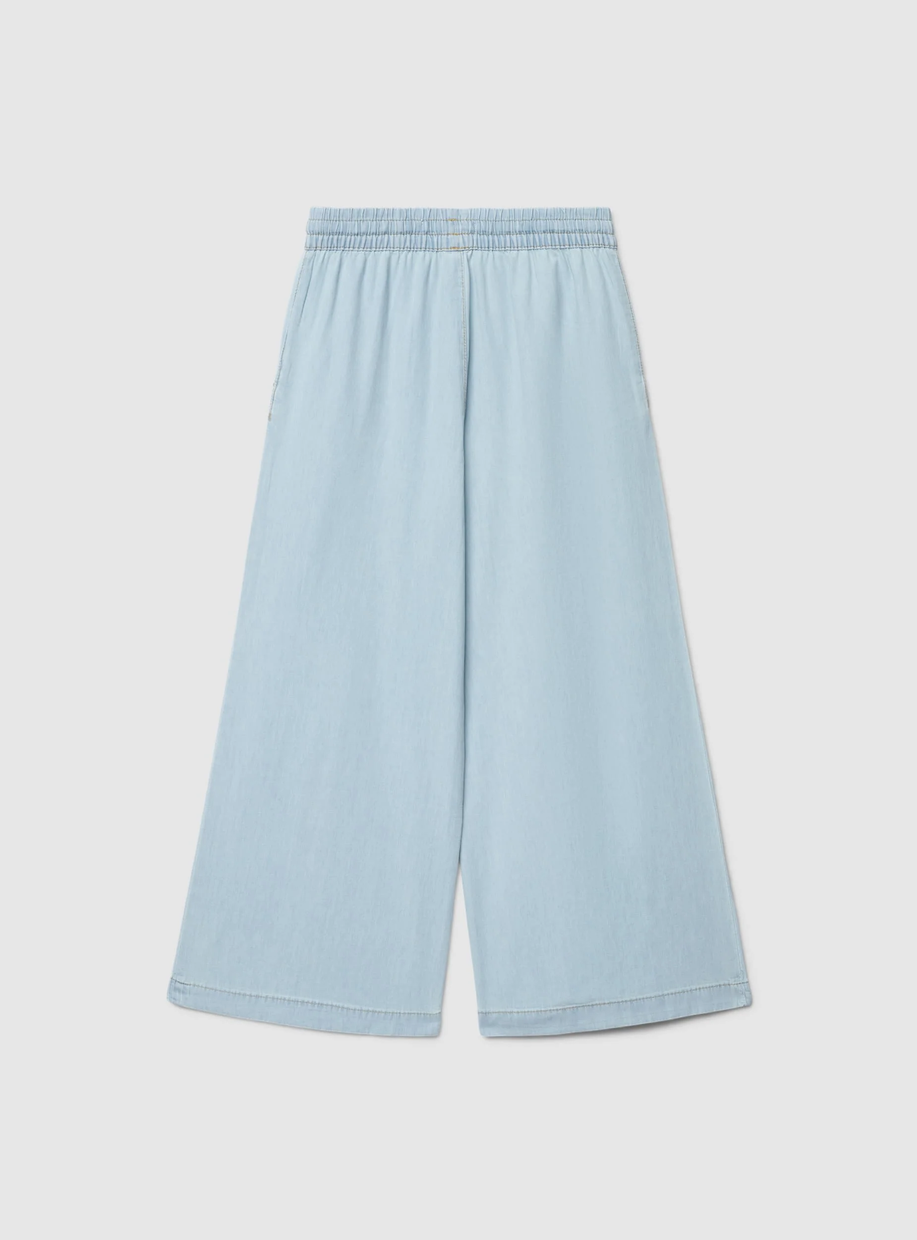 Jeans wide leg con vita elasticizzata e coulisse - Image 5